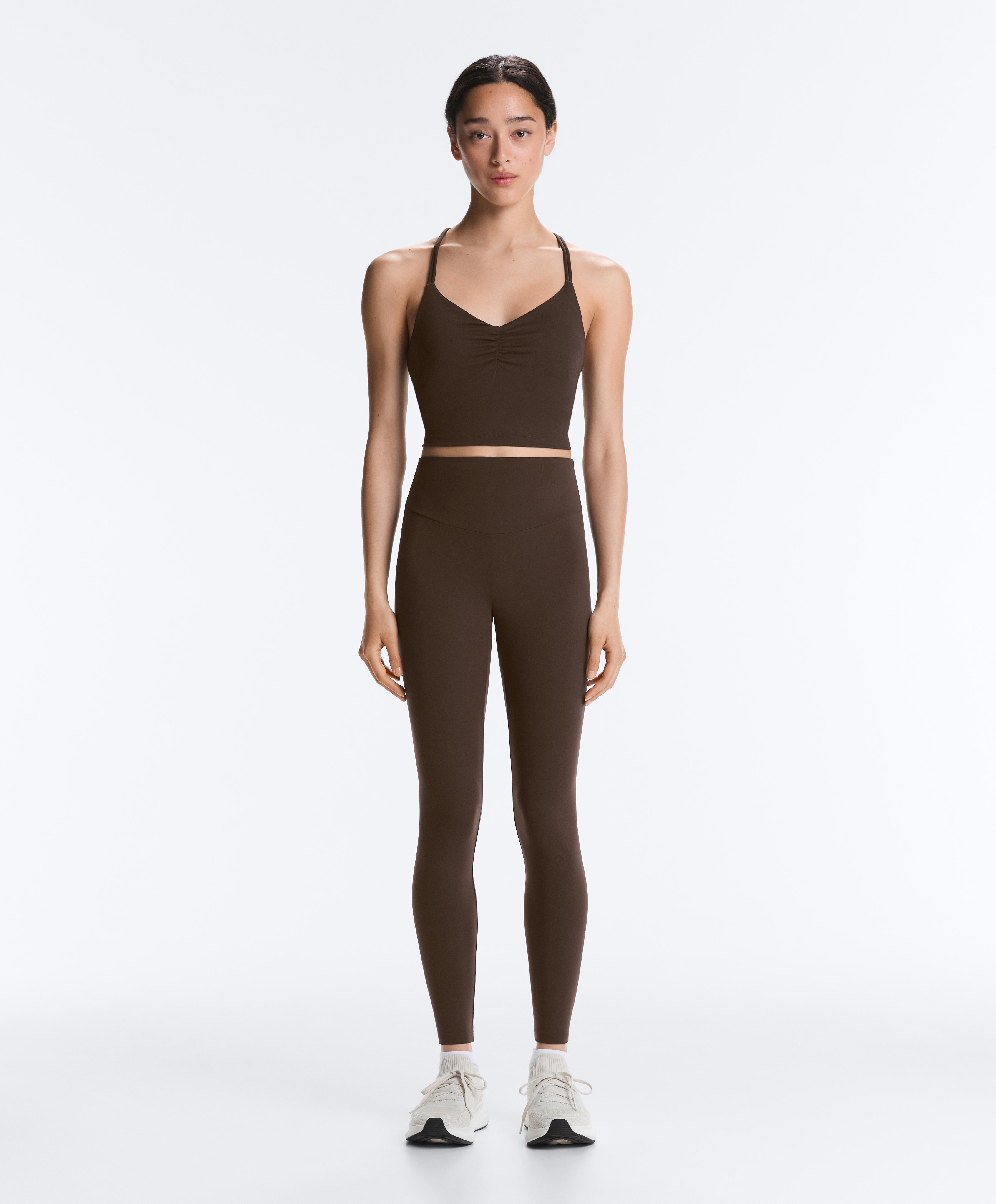 Comfortlux high-waisted ankle-length leggings — DARK BROWN