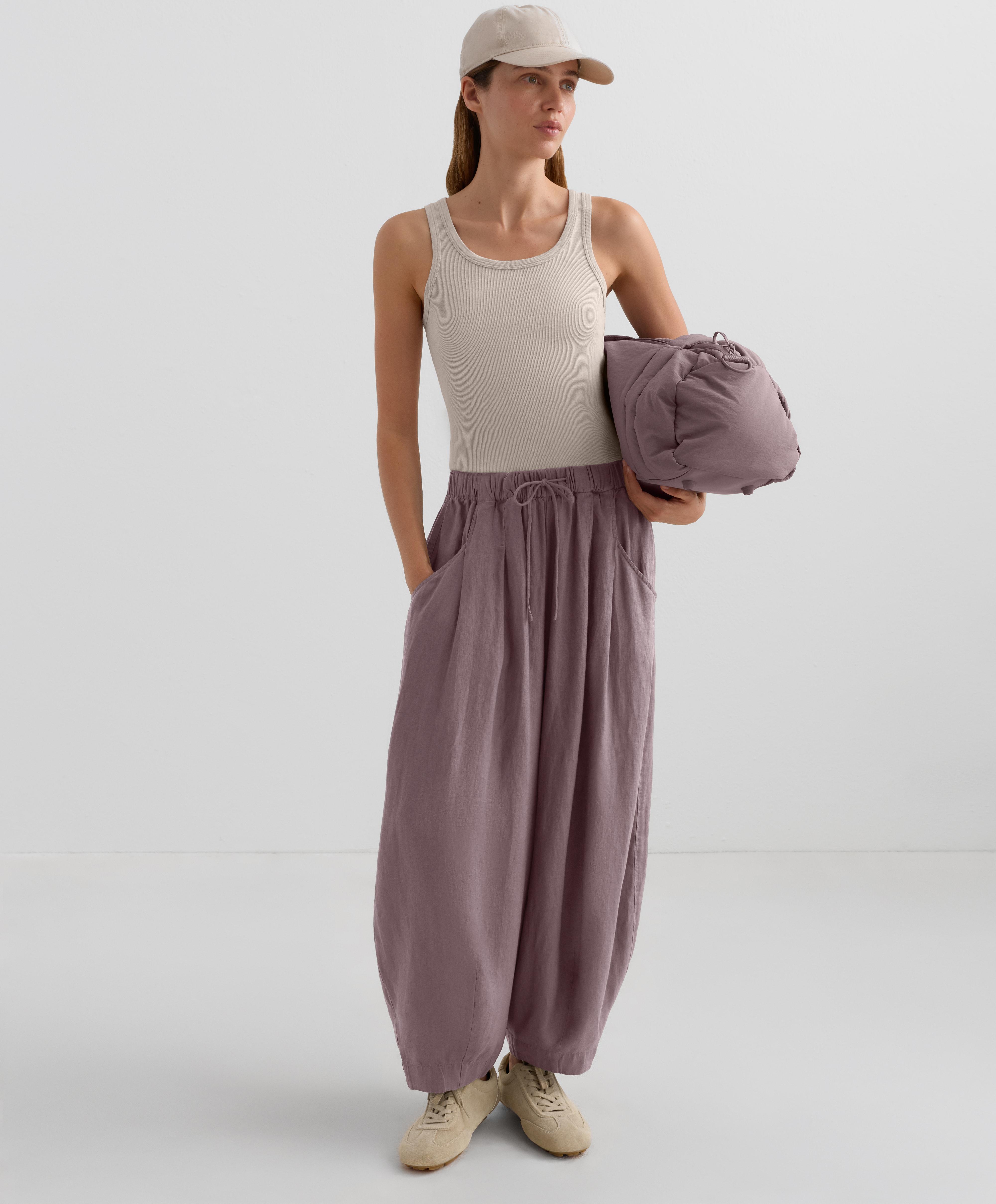 100% linen balloon trousers — DUSTY LILAC