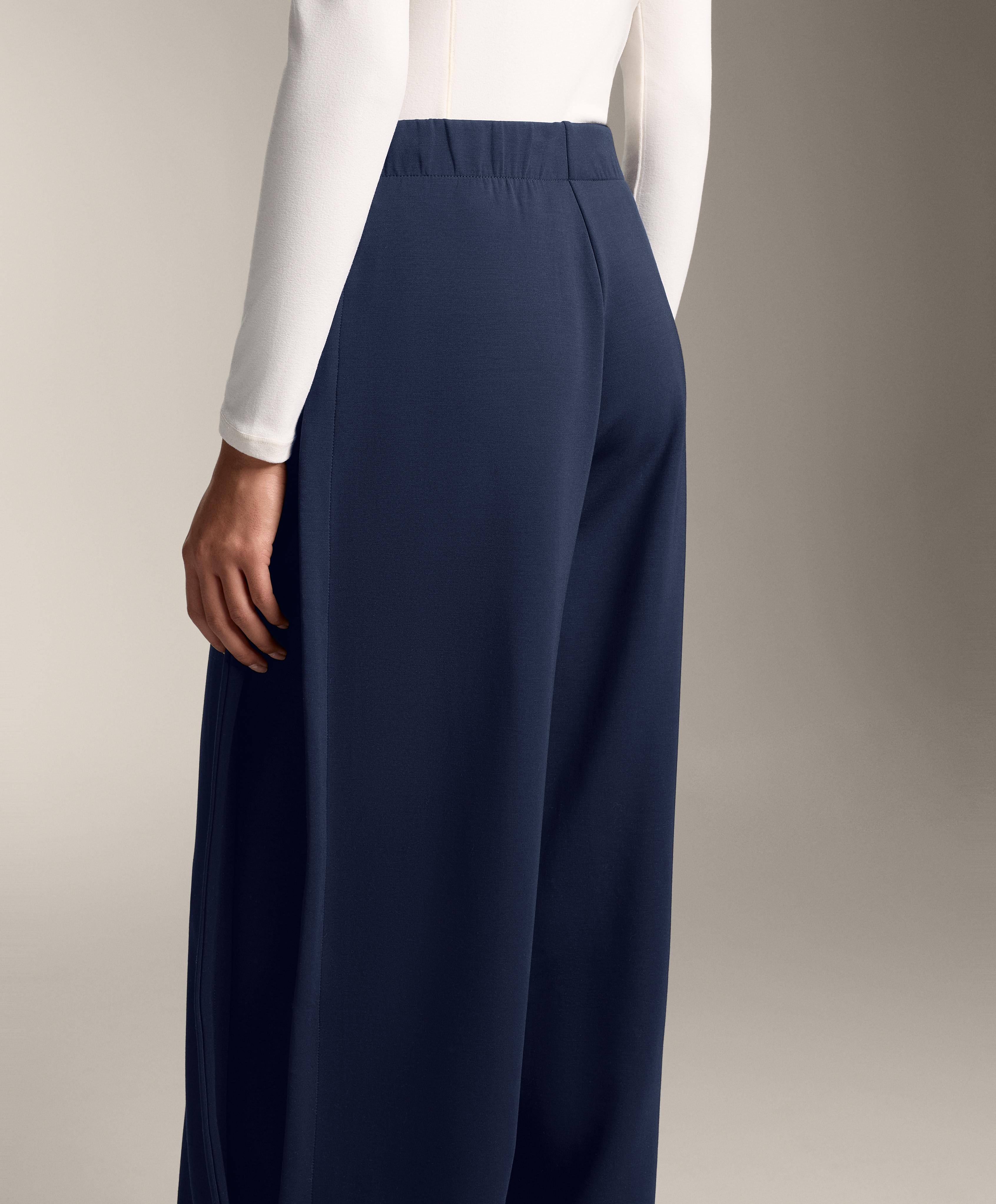 Cocoon trousers with side pleat and brushed modal — NAVY BLUE
