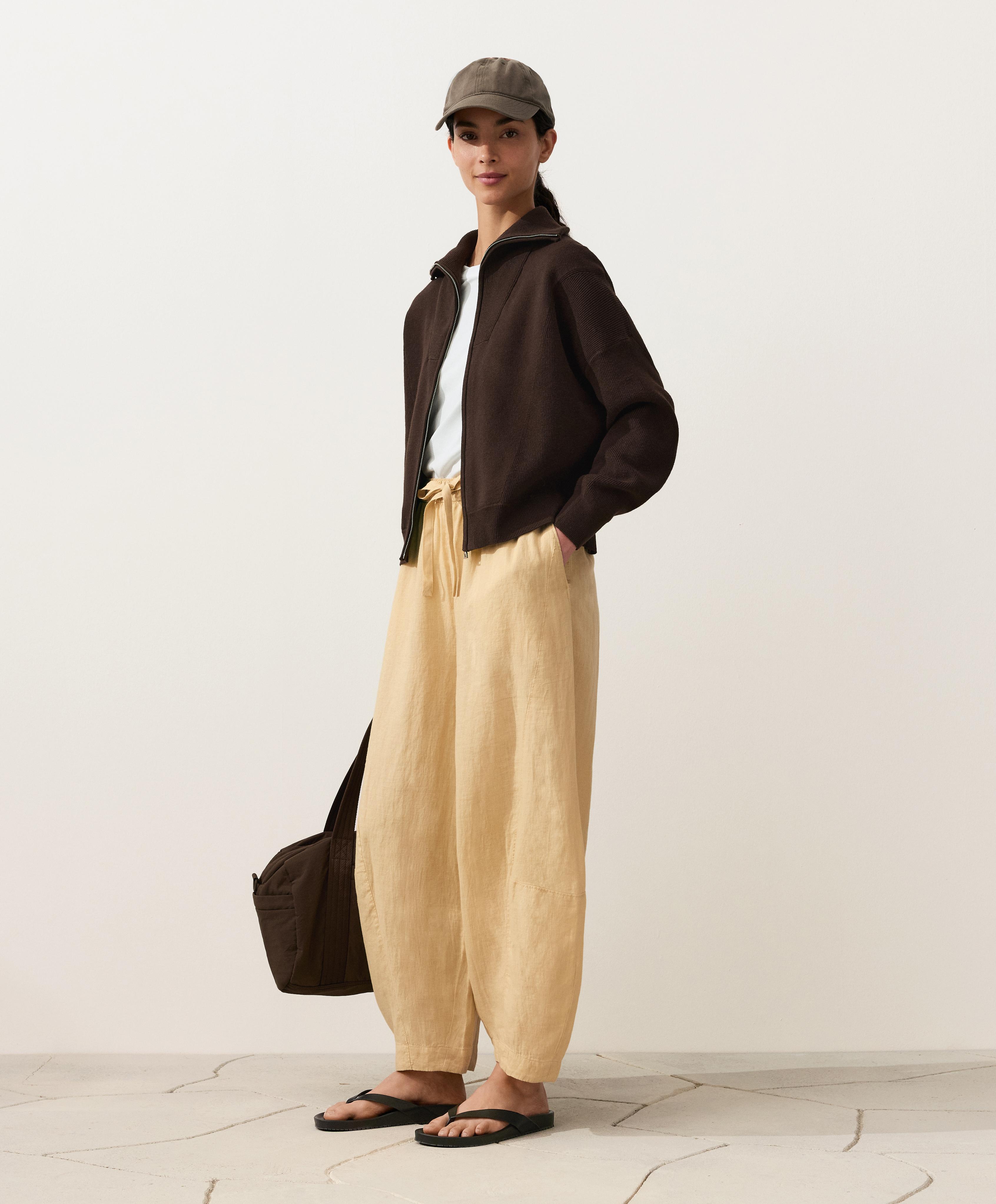 100% linen balloon trousers — WASHED YELLOW