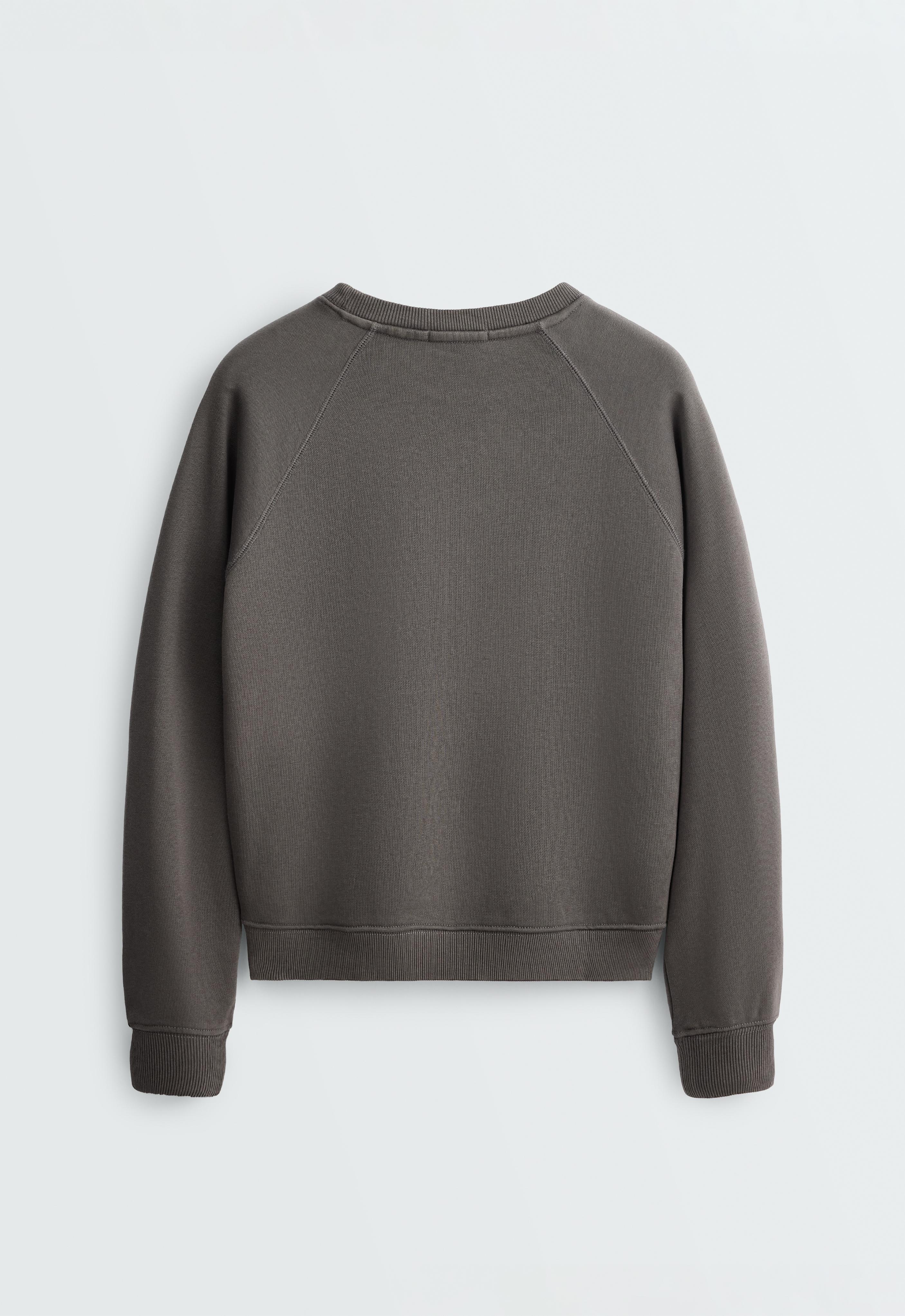 Cotton-blend crew neck sweatshirt — ANTHRACITE