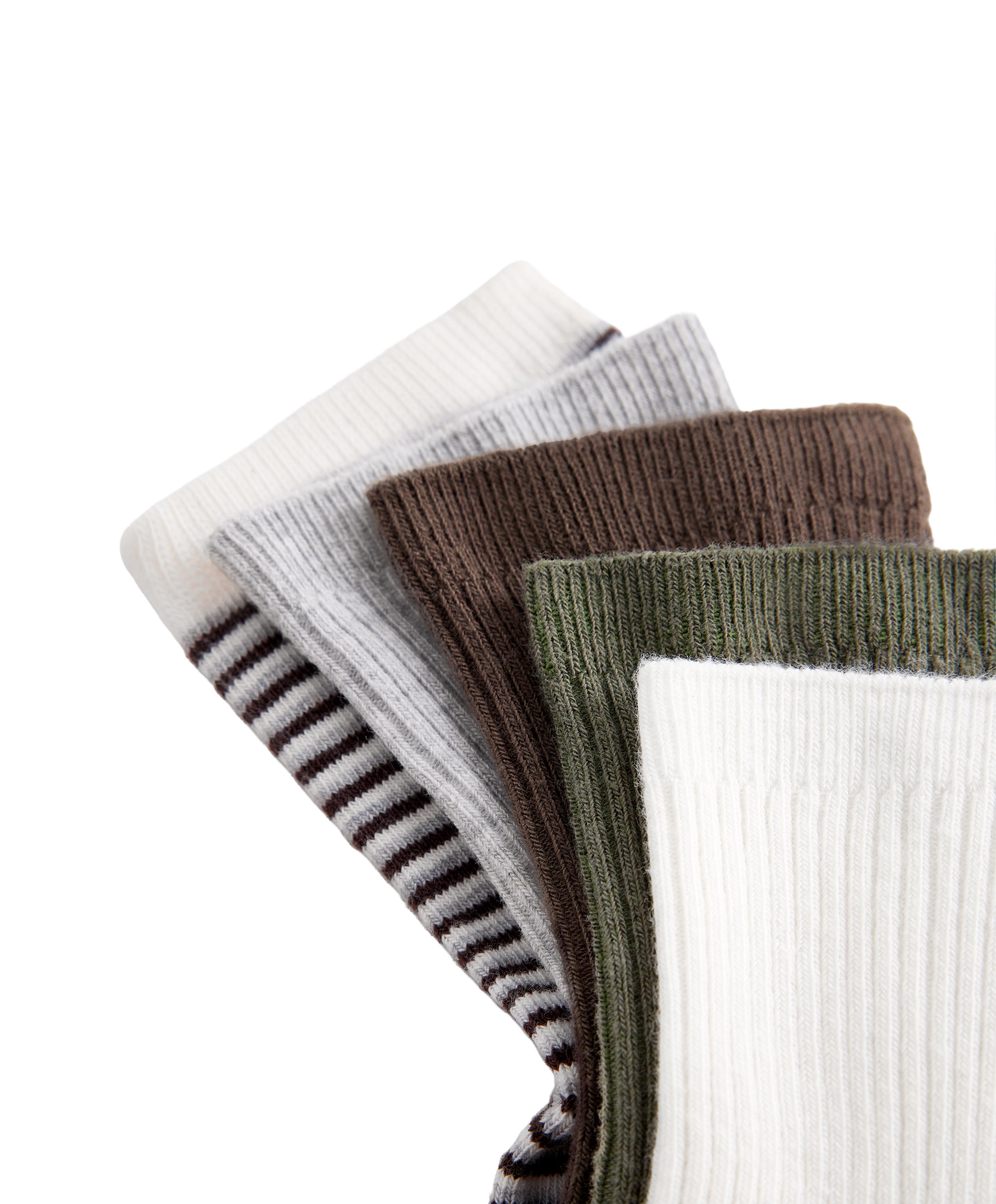 5 pairs of cotton blend quarter socks — DARK KHAKI