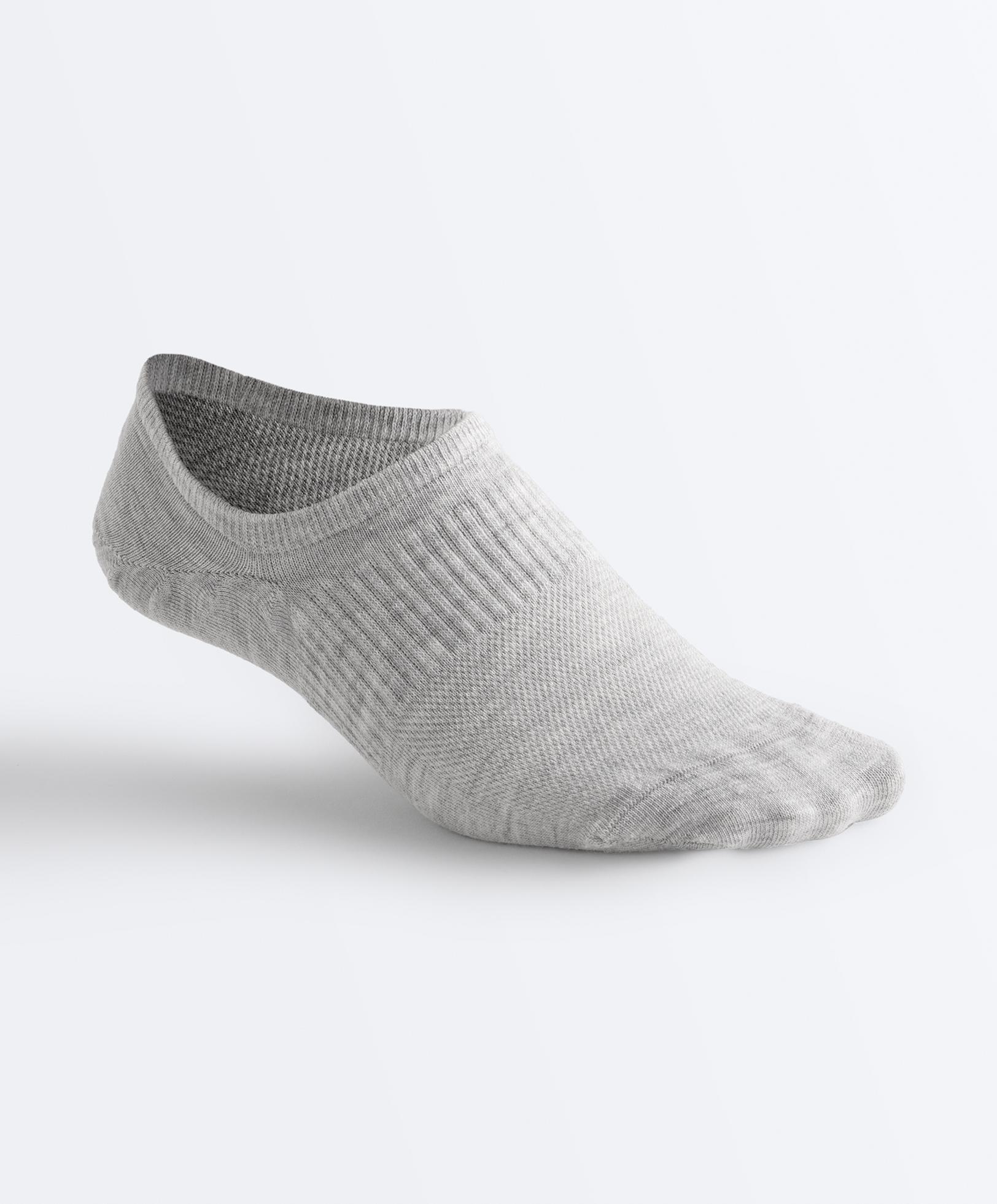 3 pairs of high-cut cotton blend invisible sports socks — PALE GREY MELANGE