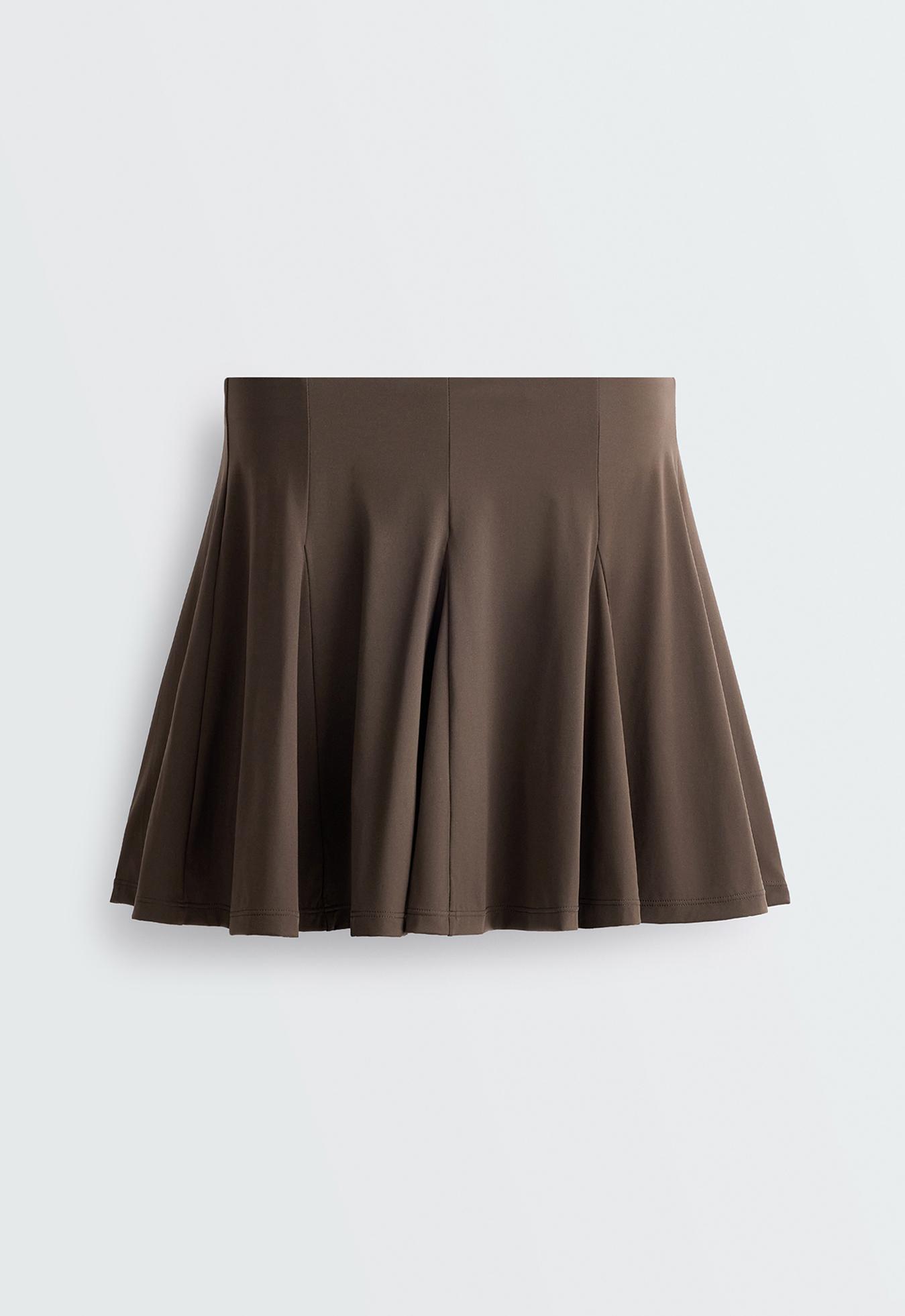 Light Touch godet short skirt — BROWN