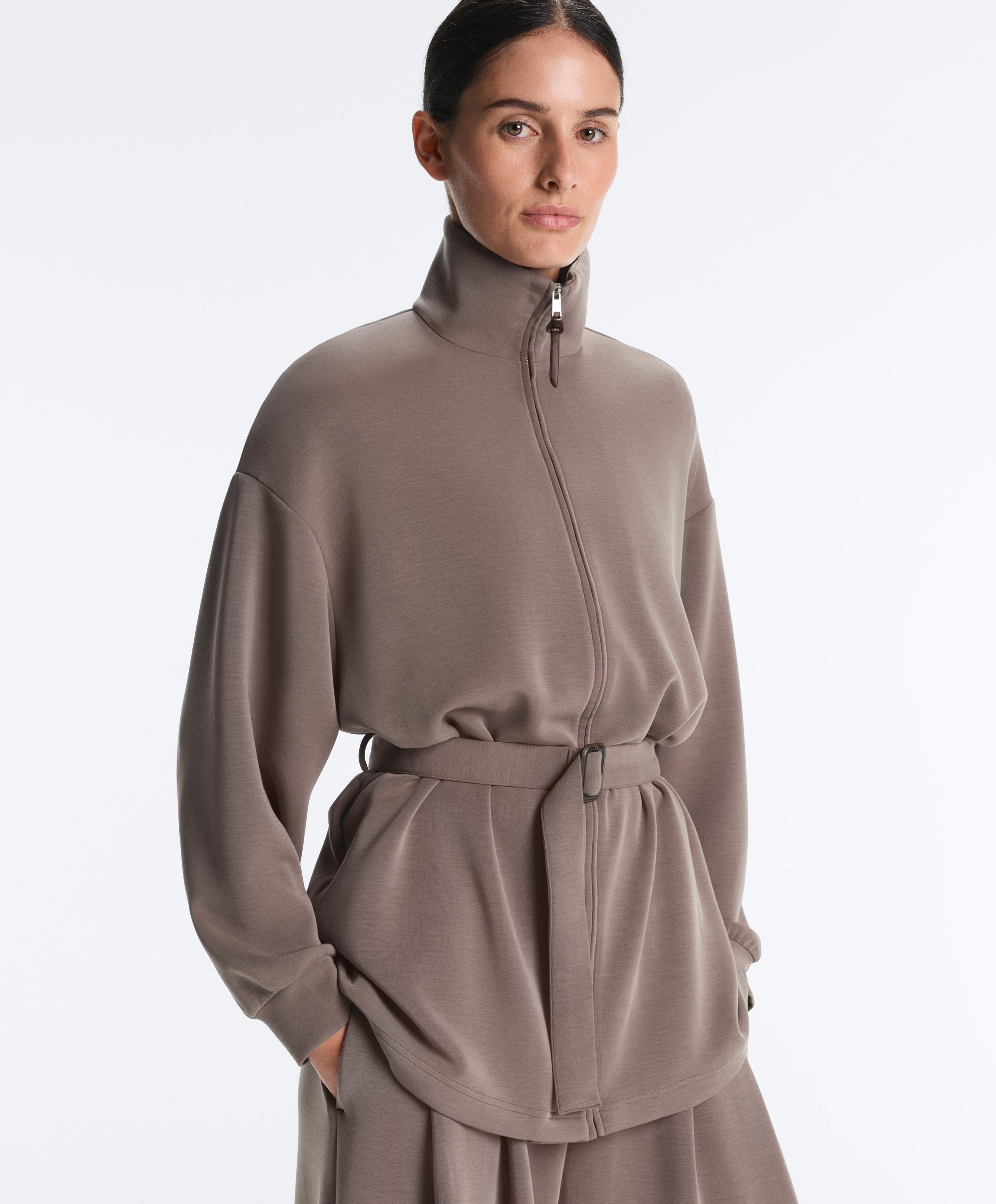 Long corset jacket with soft-touch modal belt Long corset jacket with soft-touch modal belt