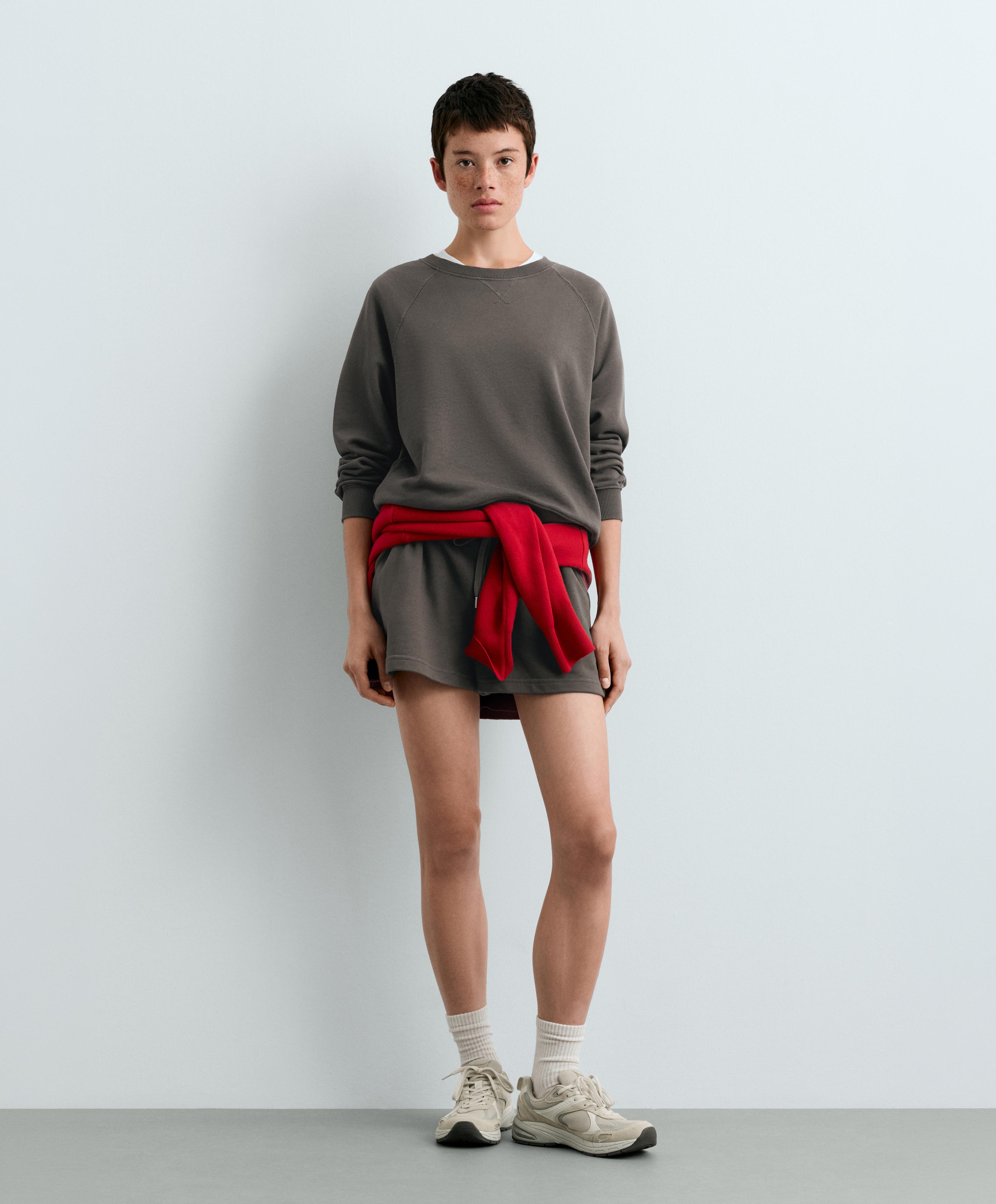 Cotton-blend crew neck sweatshirt — ANTHRACITE