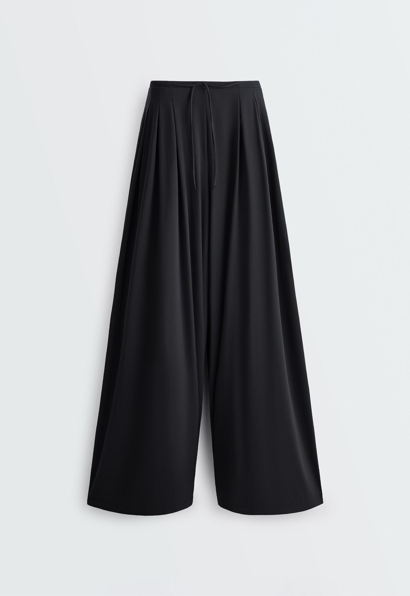 Light Touch pleated wide-leg trousers — BLACK