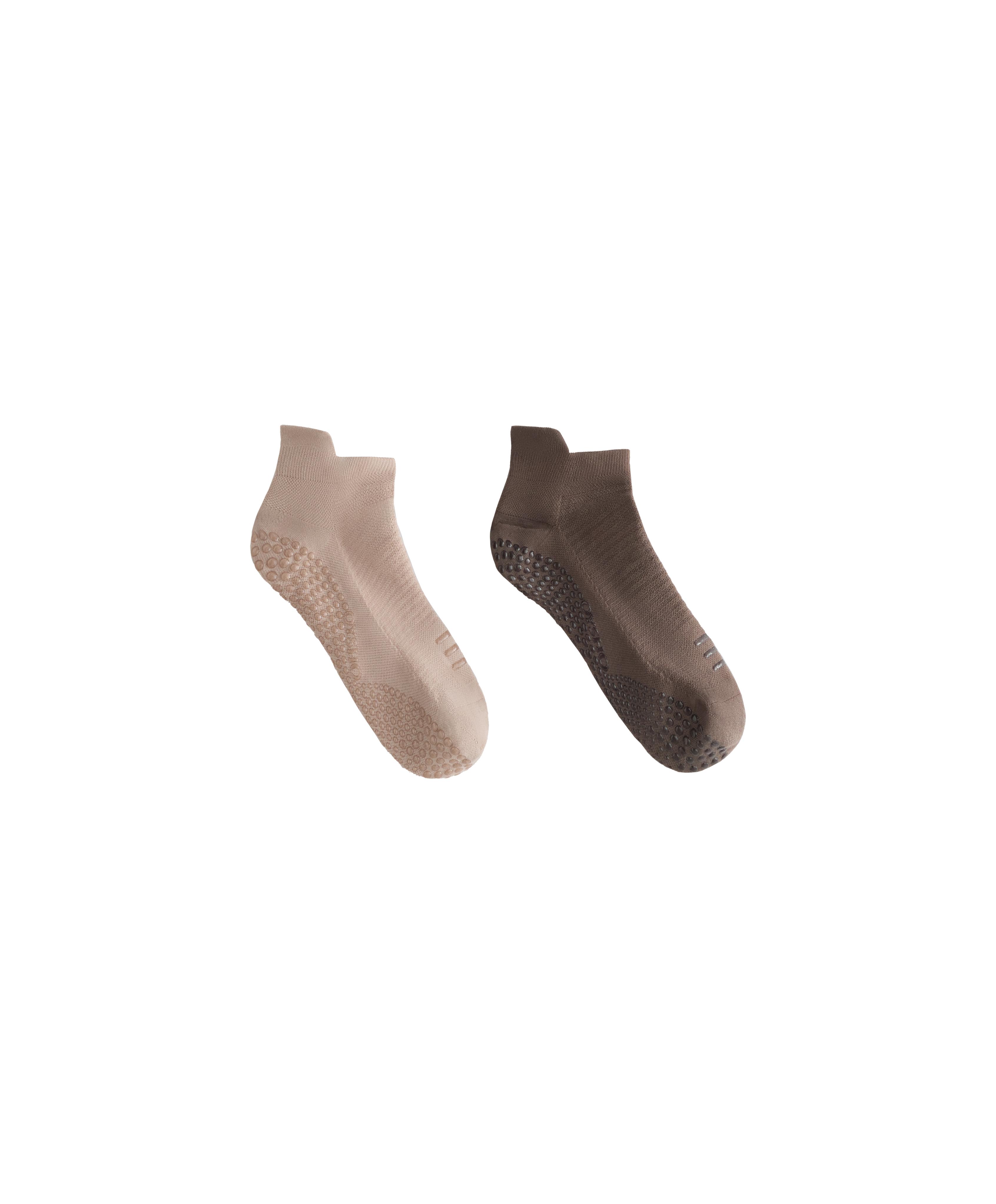 2 pairs of polyamide blend yoga and Pilates sneaker socks — MOCHA