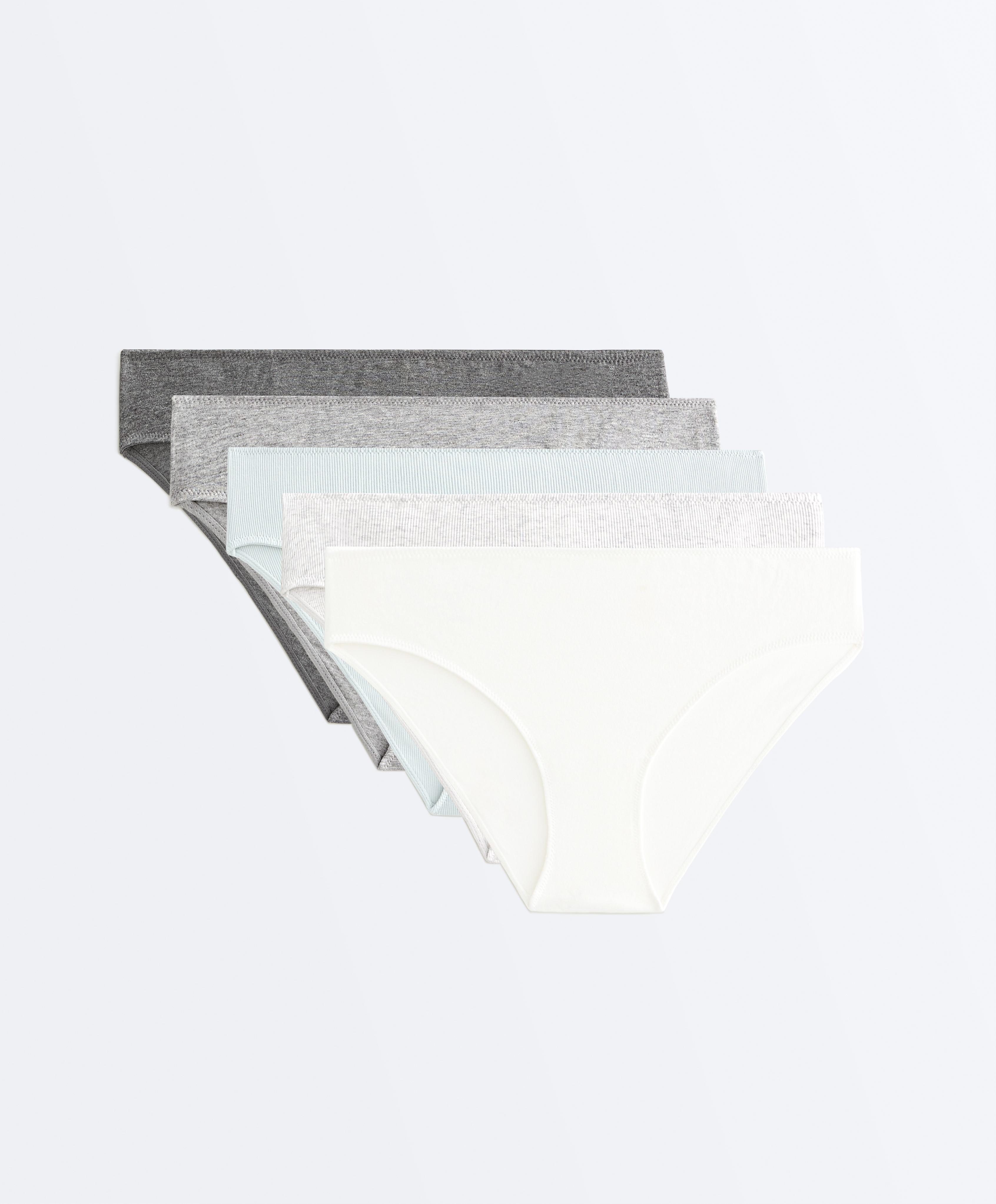 5 cotton blend classic briefs, Rib and plain 5 cotton blend classic briefs, Rib and plain