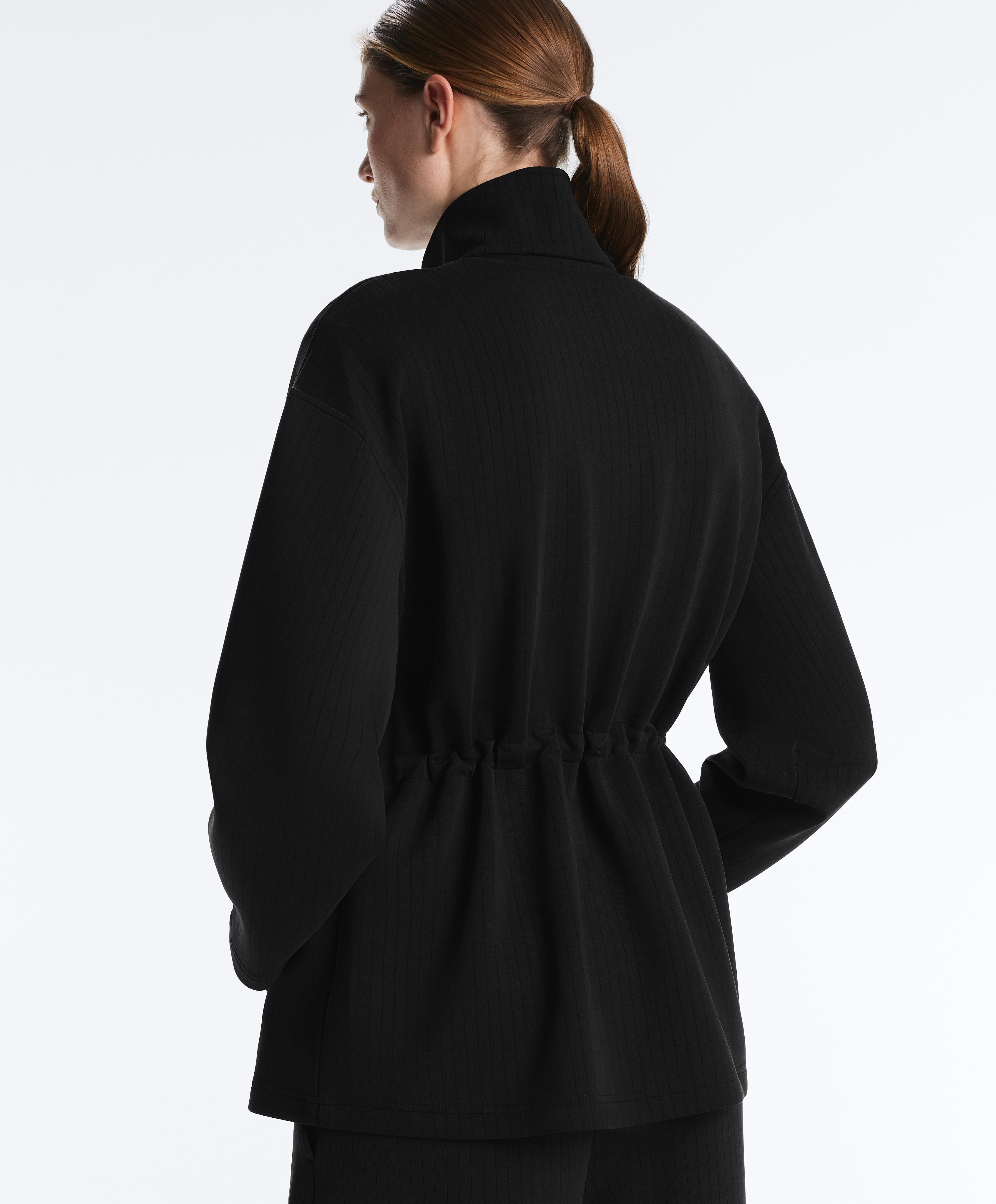 Long Utility jacket with soft-touch modal — BLACK
