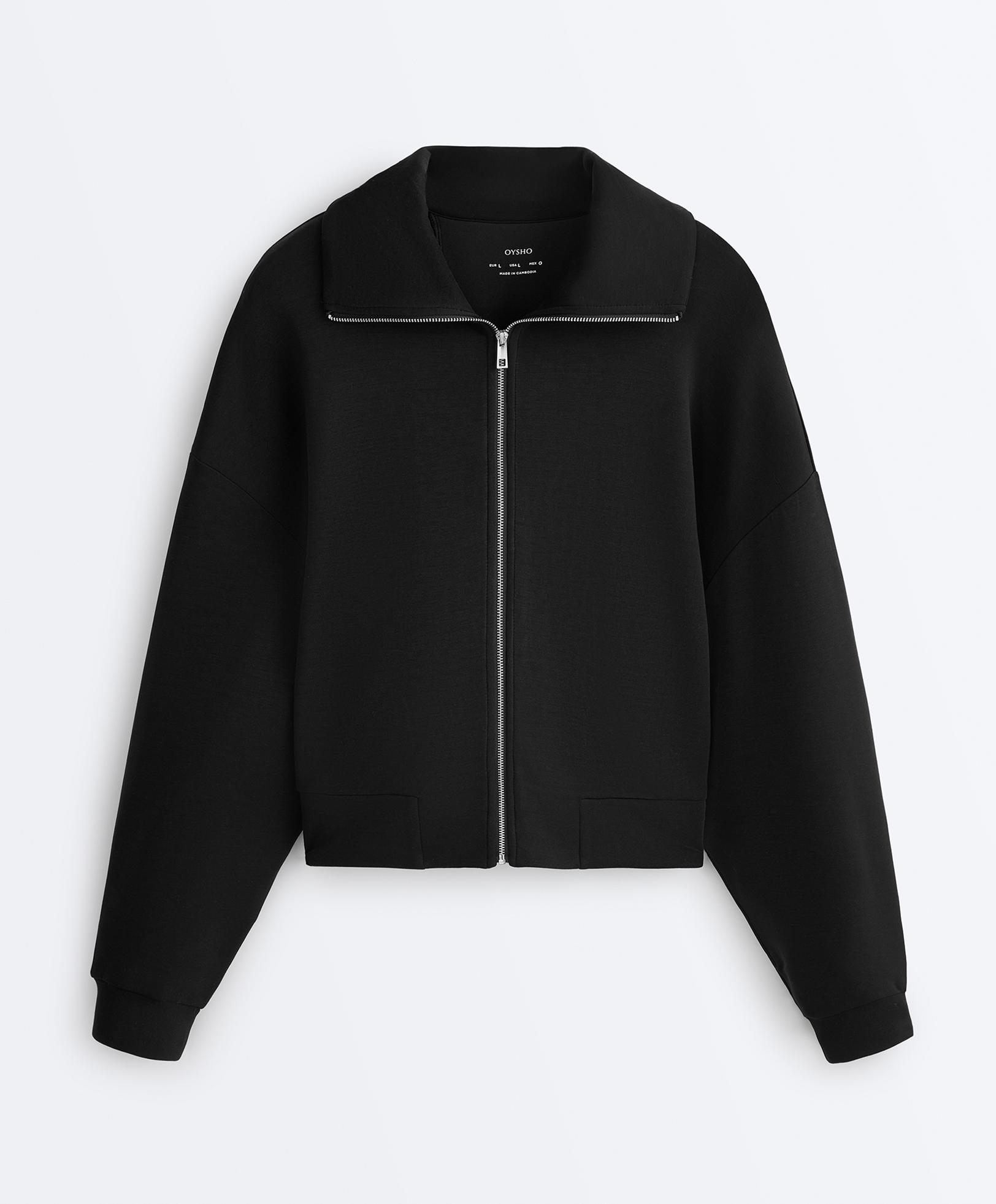 Boxy jacket with soft-touch modal — BLACK
