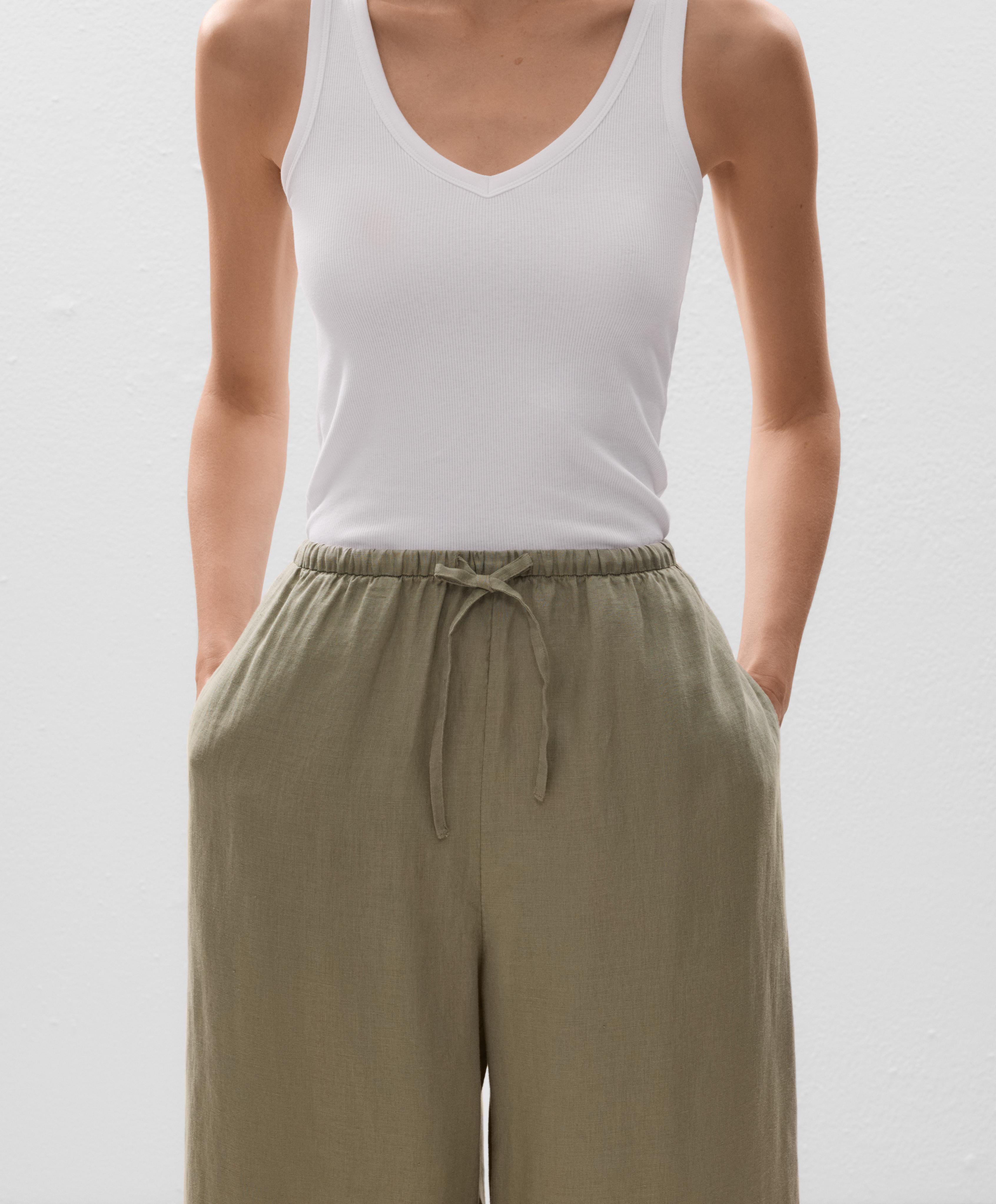 Φαρδύ παντελόνι σε ίσια γραμμή από 100% λινό - Εκπτώσεις Φαρδύ παντελόνι σε ίσια γραμμή από 100% λινό - Εκπτώσεις