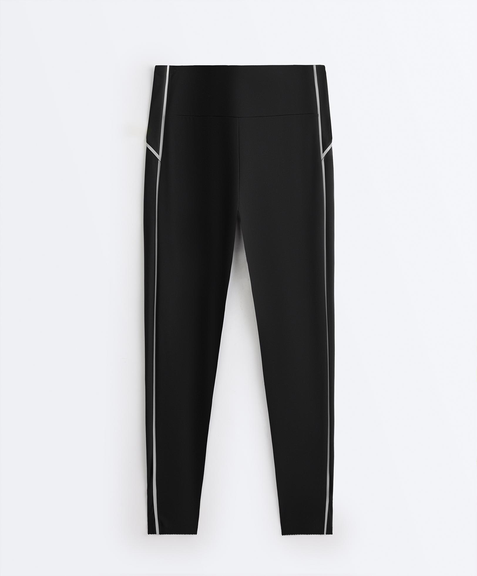 Reflective high-rise Compressive core control ankle-length leggings — BLACK