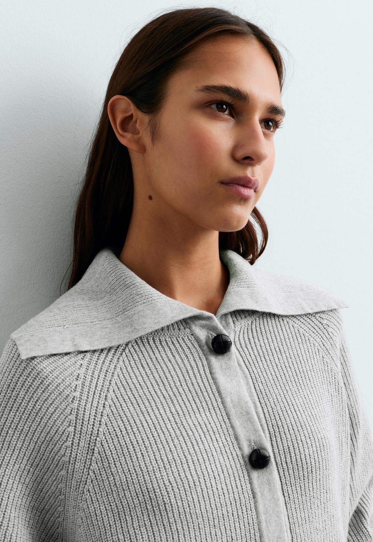 Jacket knit 20% wool buttons — PALE GREY