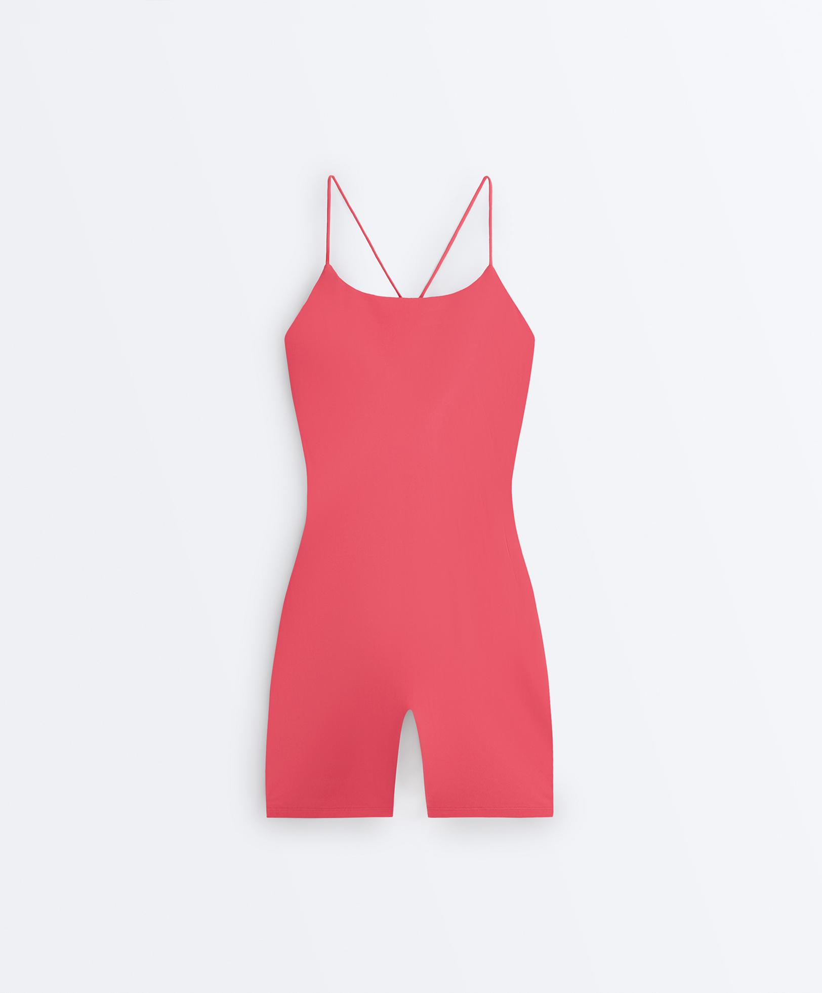 Comfortlux strappy back short jumpsuit — WASHED RED