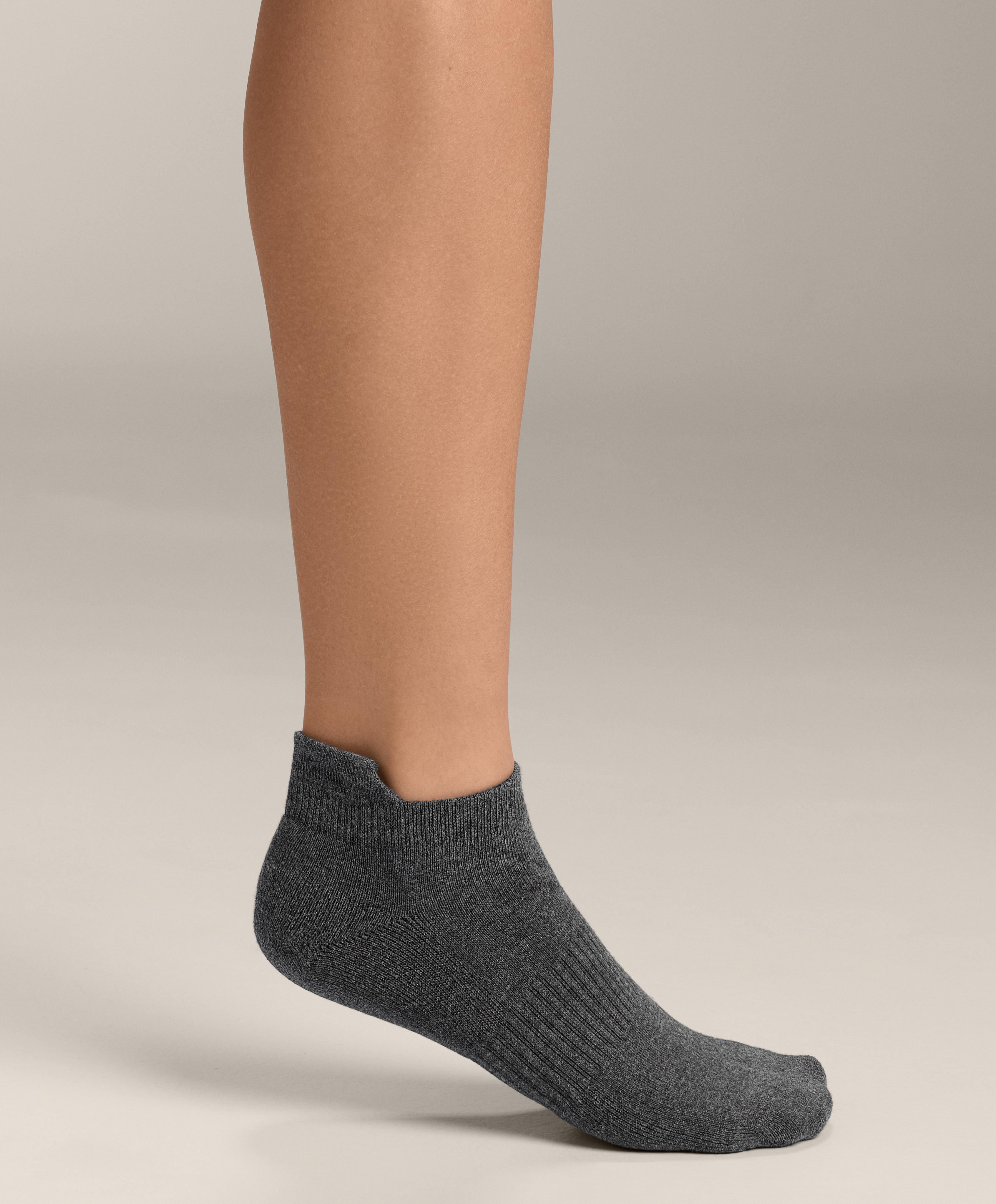 3 pairs of tab cotton blend sports sneaker socks — PALE GREY MELANGE