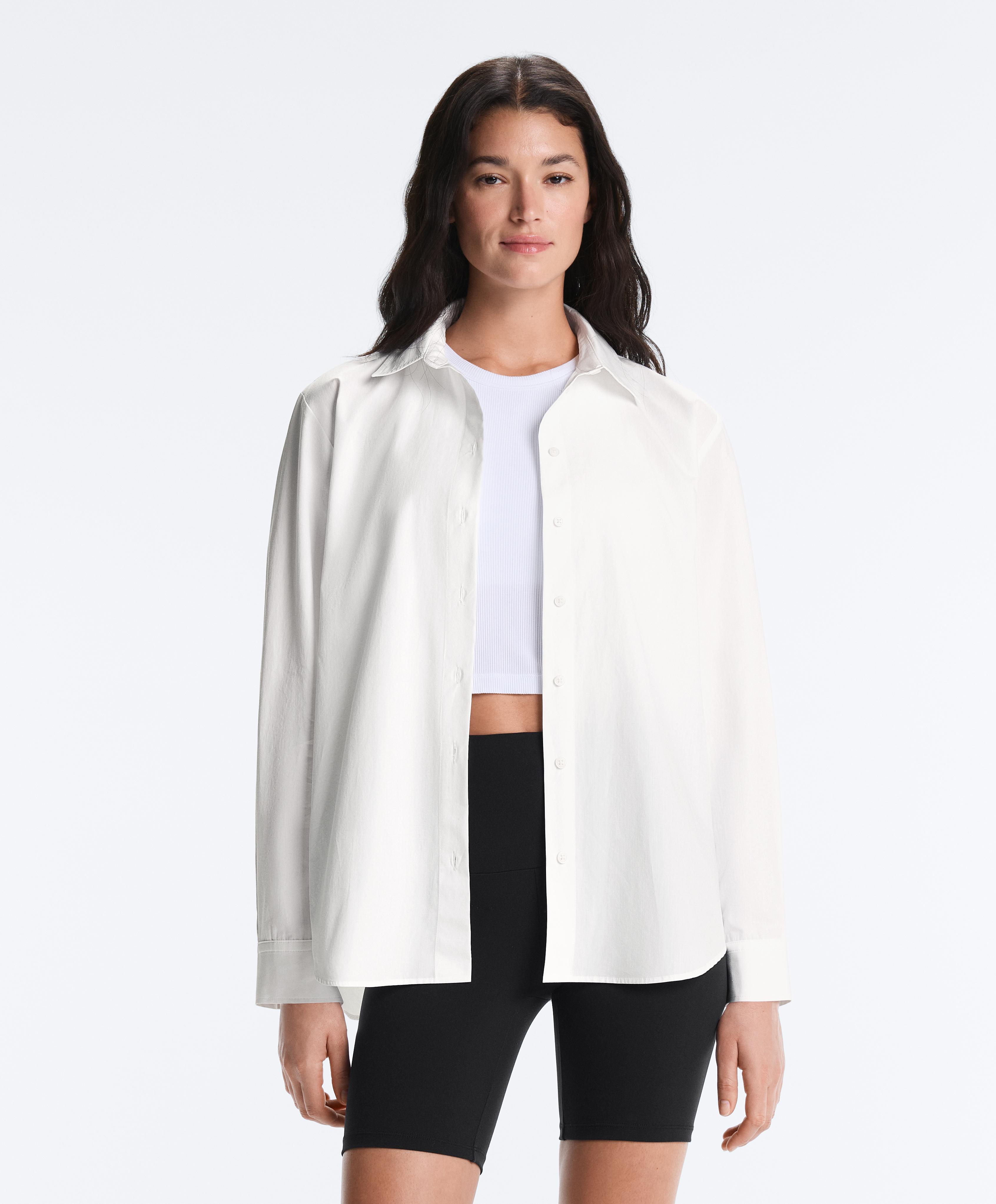 100% cotton long-sleeved shirt — WHITE