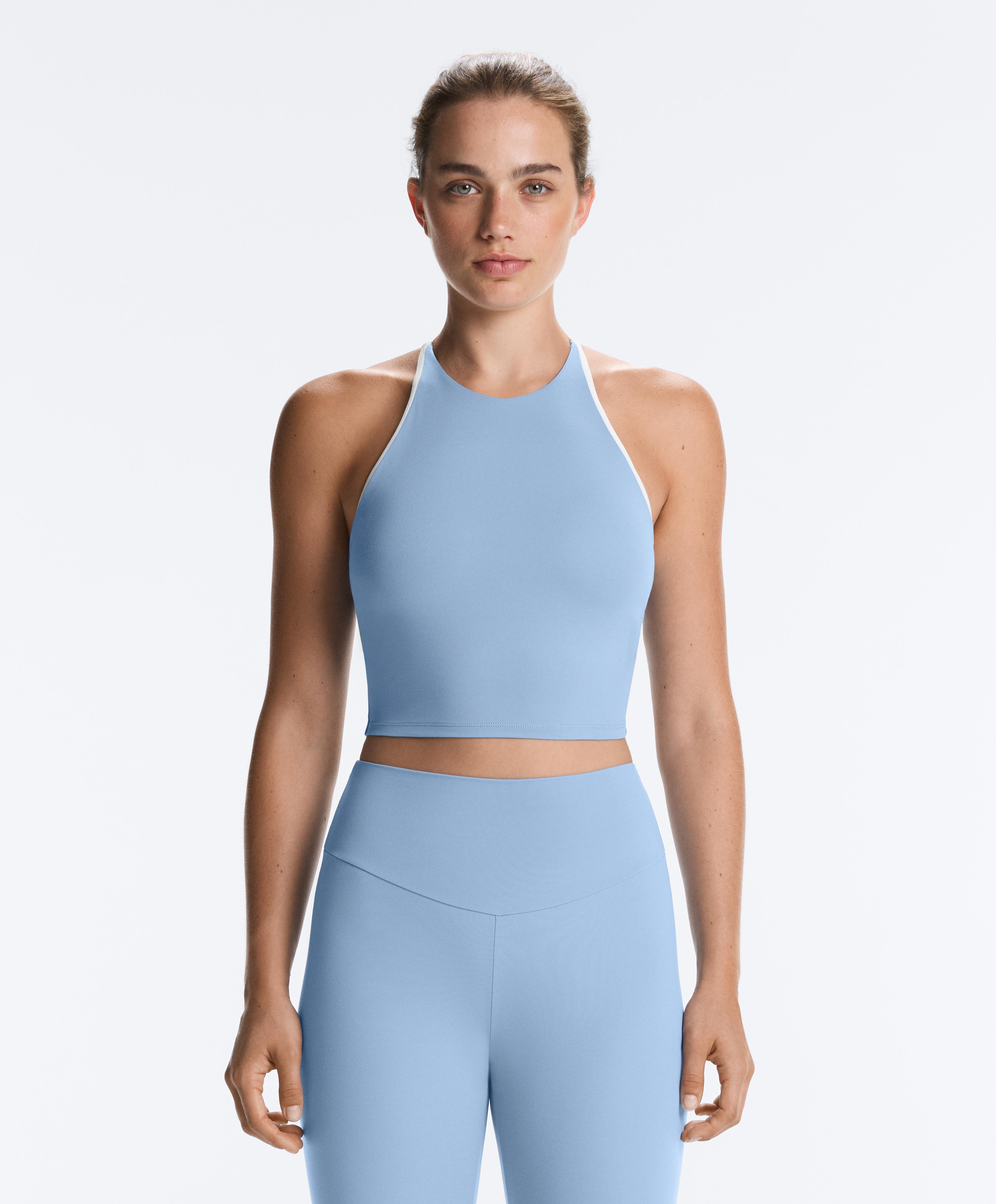 Comfortlux halter tank top with crossover straps — BLUE