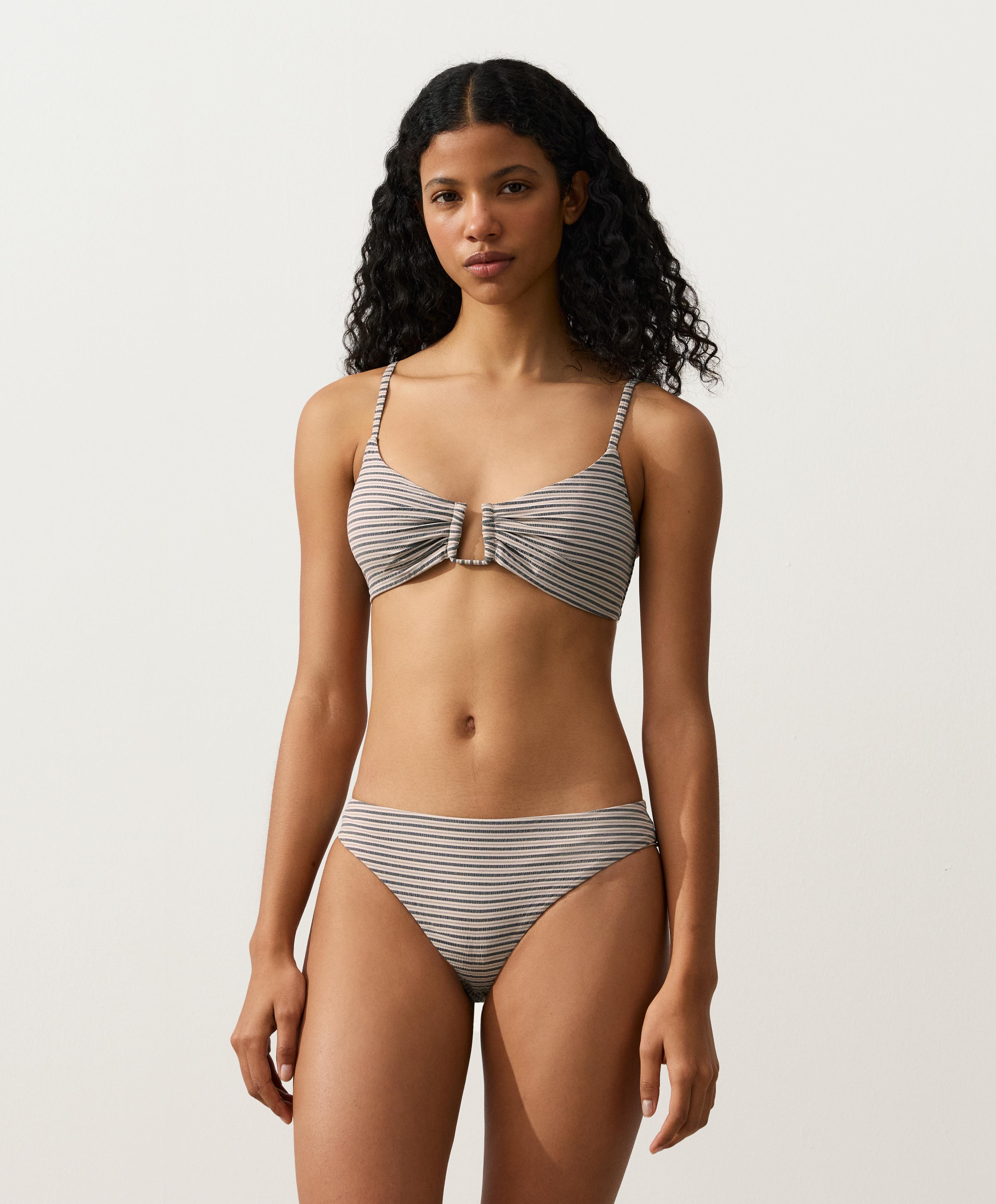 Stripe triangle bikini top — SAND