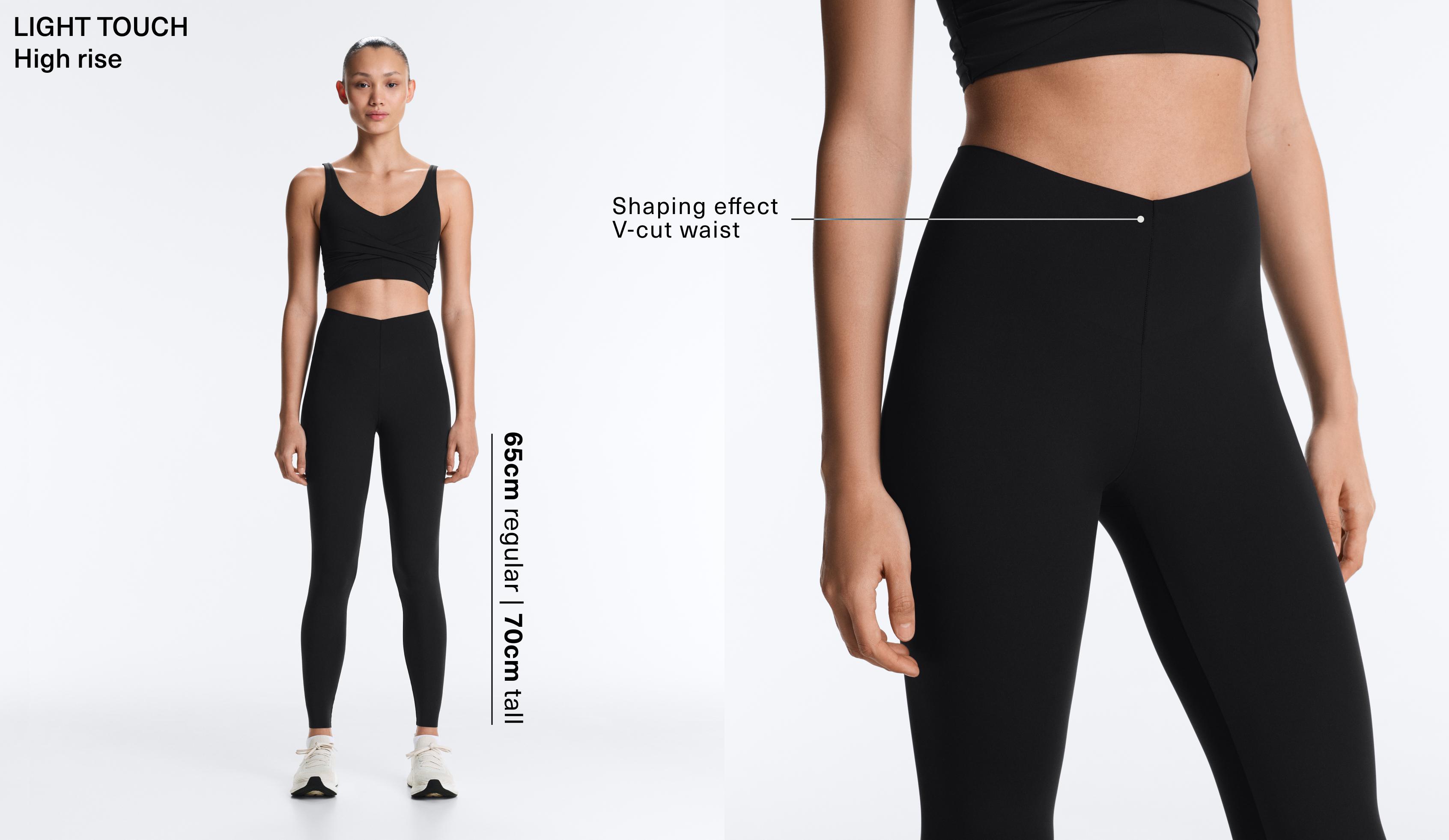 V-cut Light Touch 65cm high-rise ankle-length leggings — BLACK