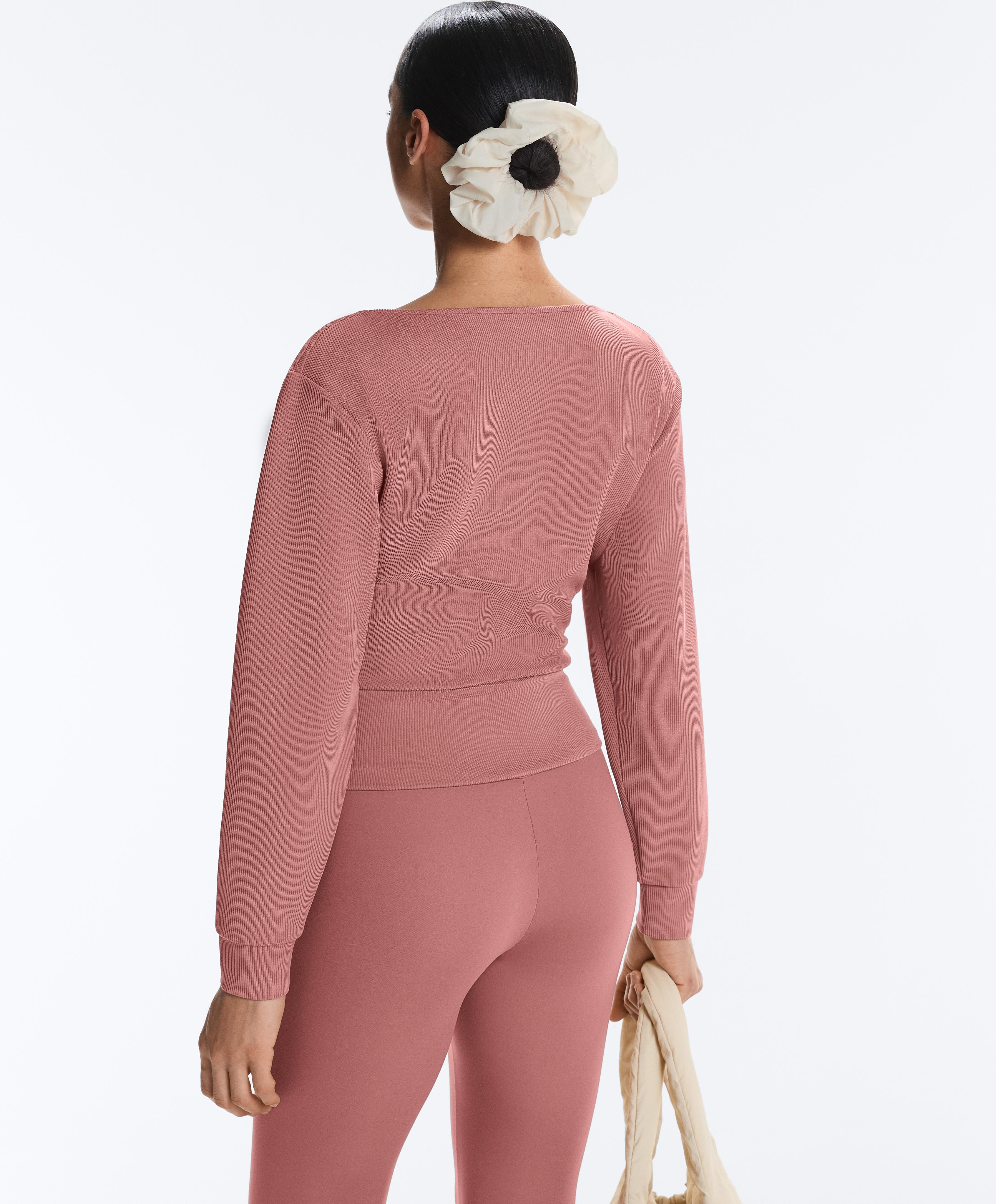 Wrap rib brushed modal sweatshirt — PALE PINK
