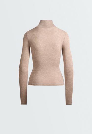 T-shirt base layer rib — MINK MELANGE 7