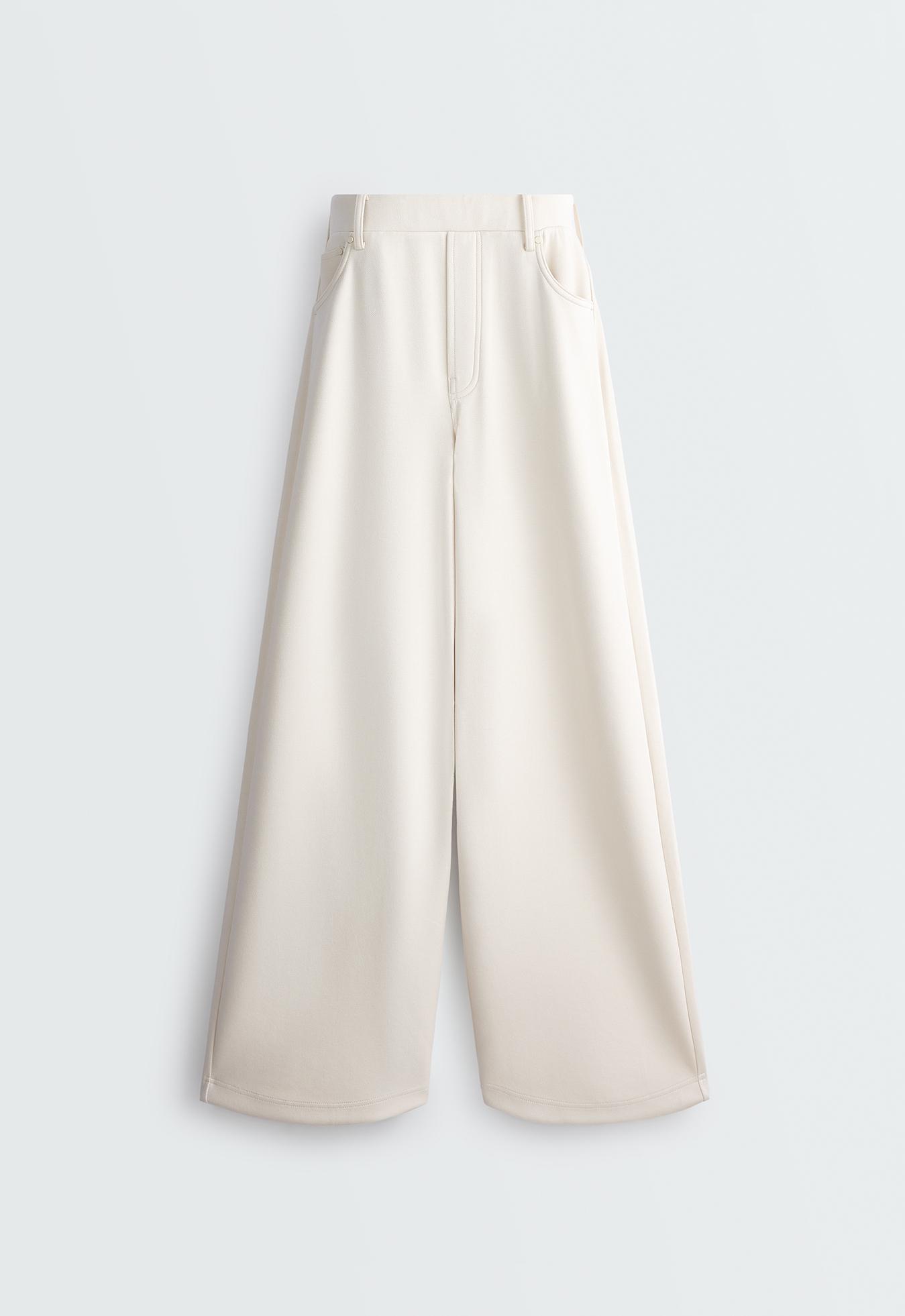 5-pocket wide-leg trousers — PALE ECRU