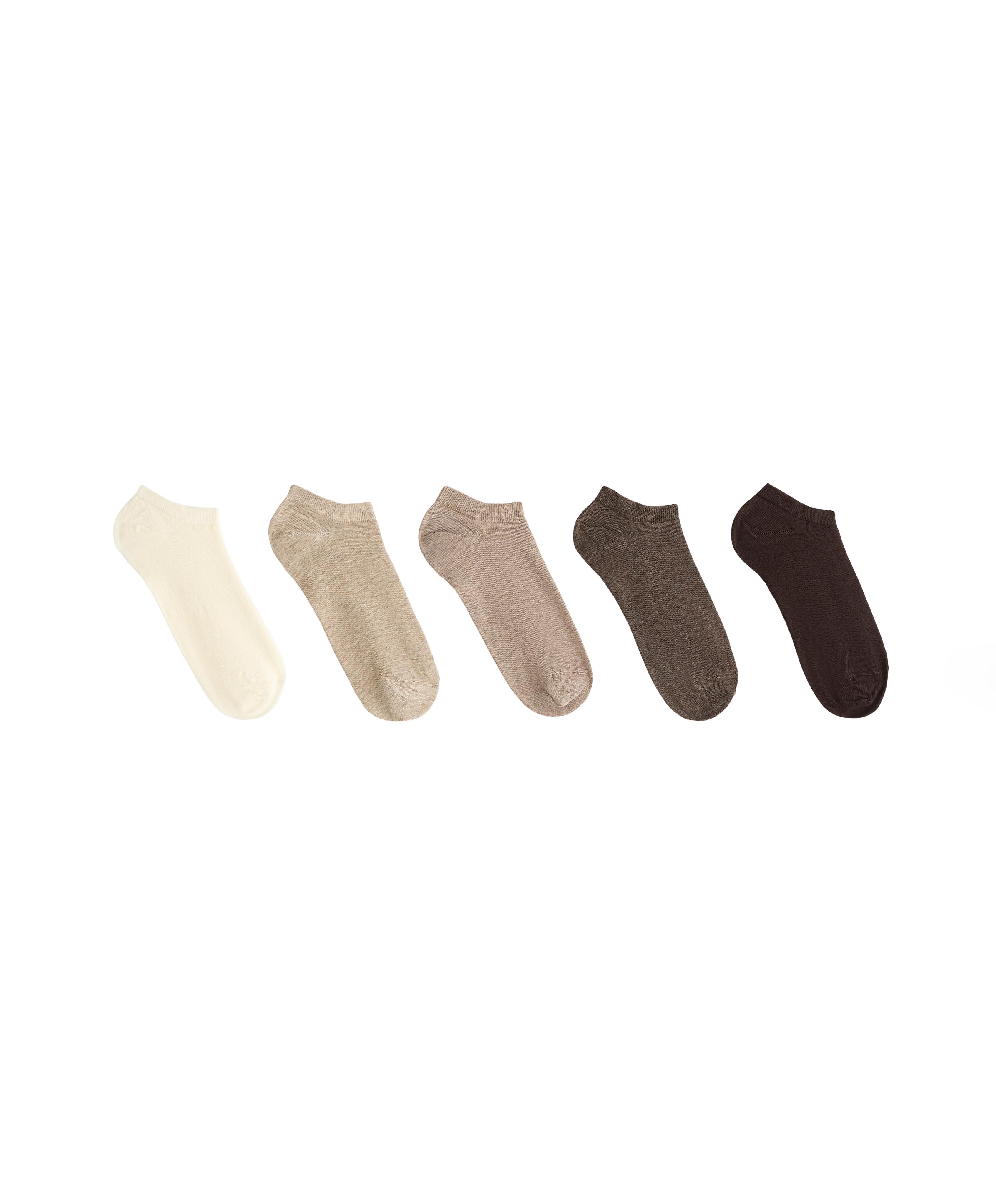 5 pairs of cotton-blend sneaker socks — SAND MELANGE