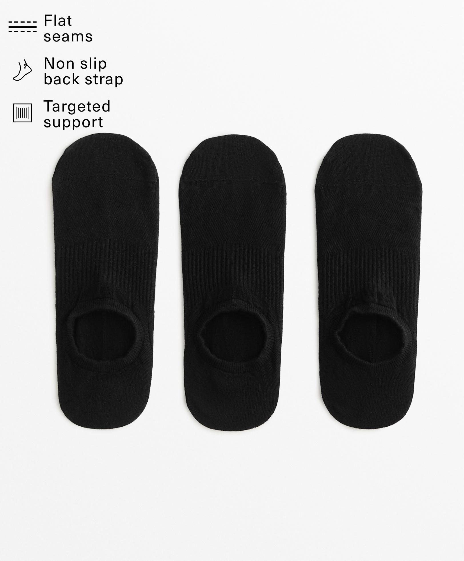 3 pairs of high-cut cotton blend invisible sports socks