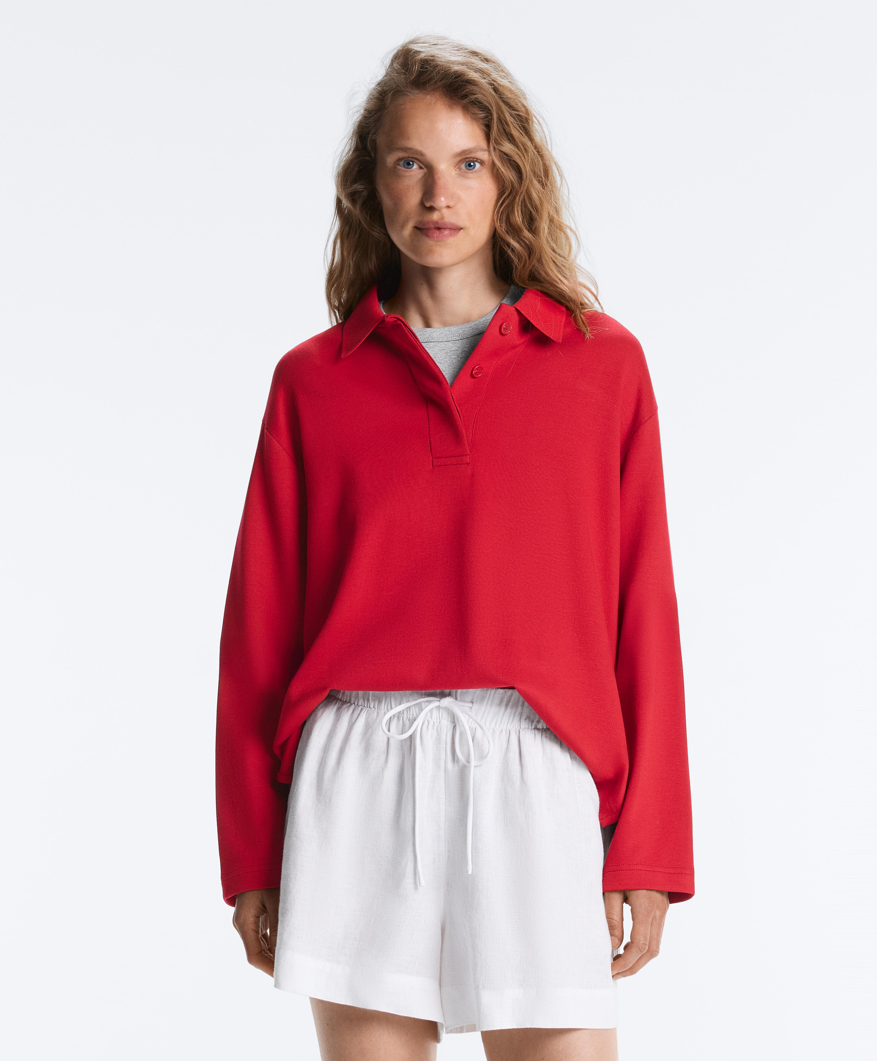 Polo met lange mouwen van piqué Polo met lange mouwen van piqué