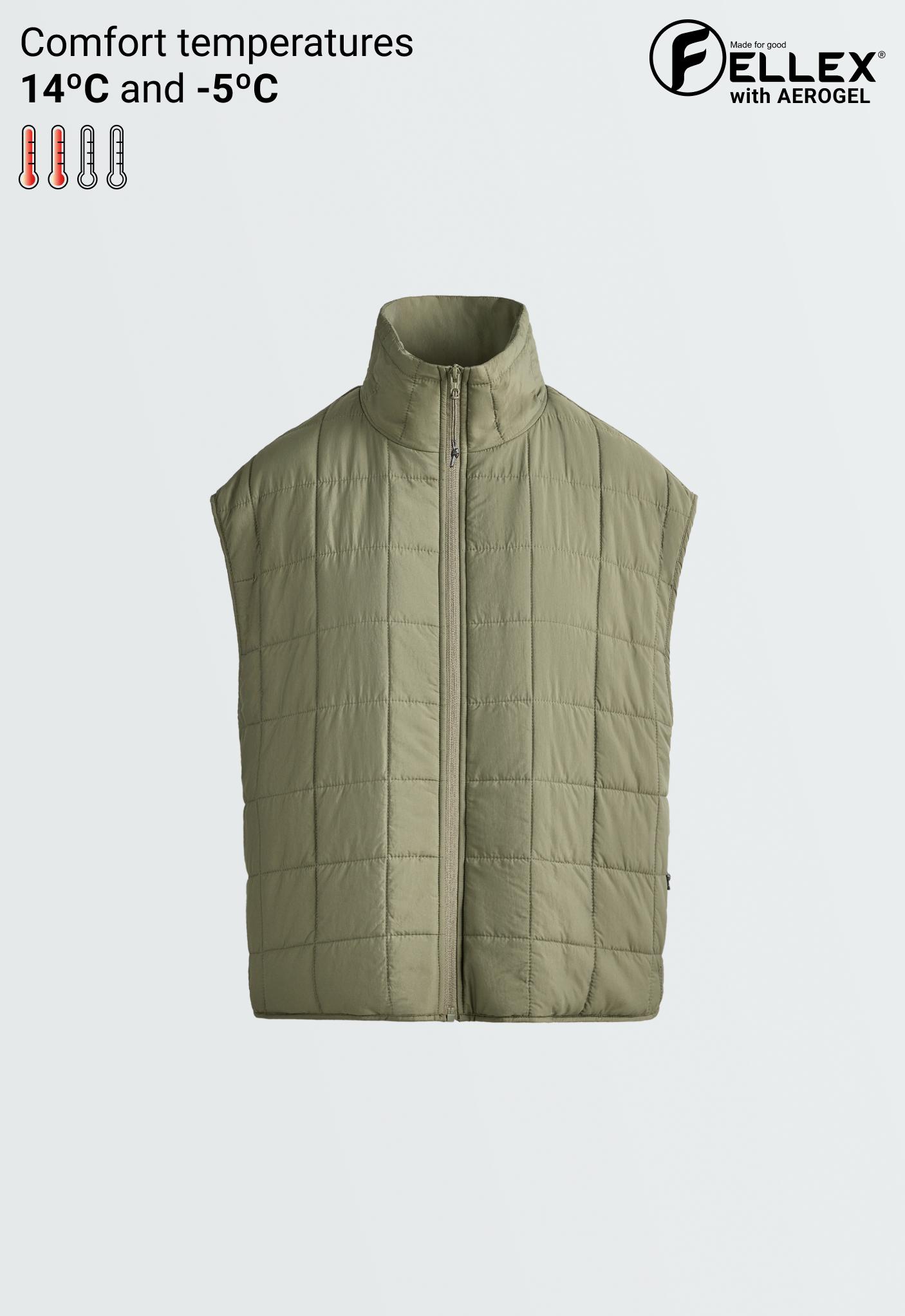 FELLEX® AEROGEL boxy padded gilet — DARK KHAKI