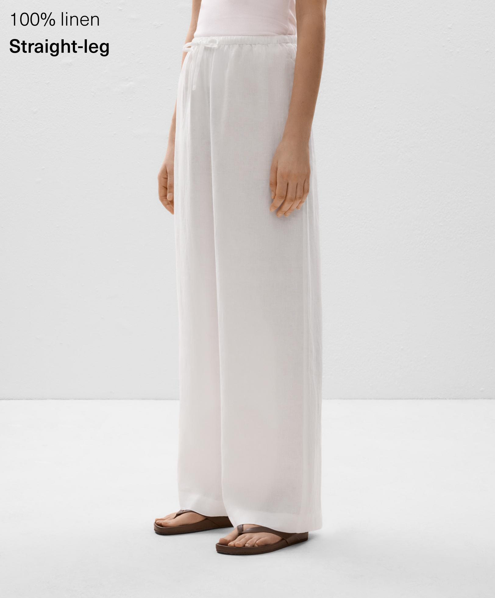 Pantalon droit large 100 % lin Pantalon droit large 100 % lin