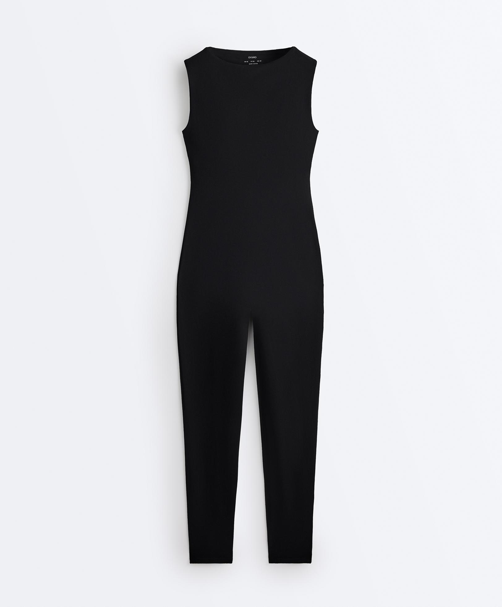Comfortlux boat neck long jumpsuit — BLACK