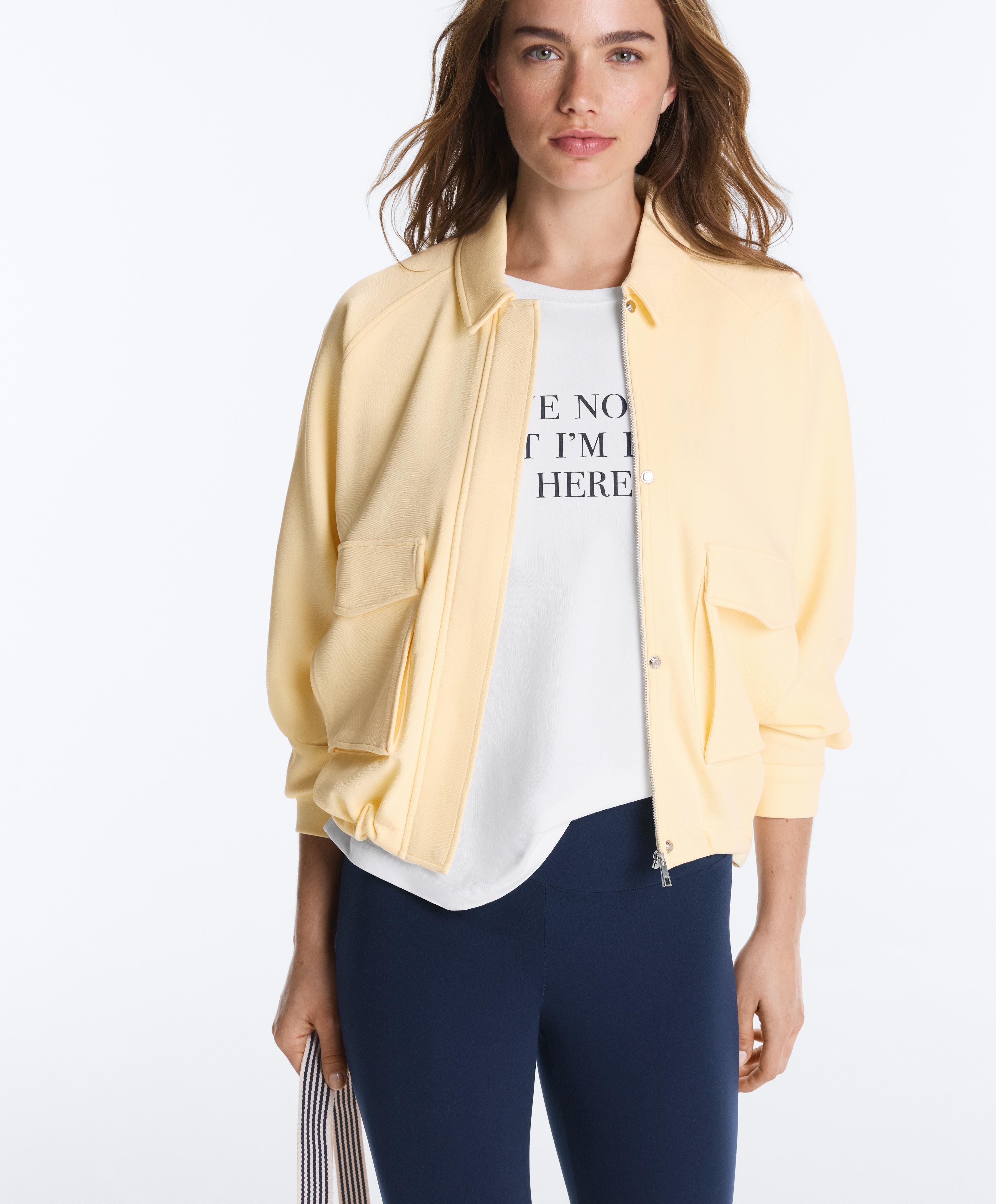 Cotton piqué pocket jacket — PALE YELLOW