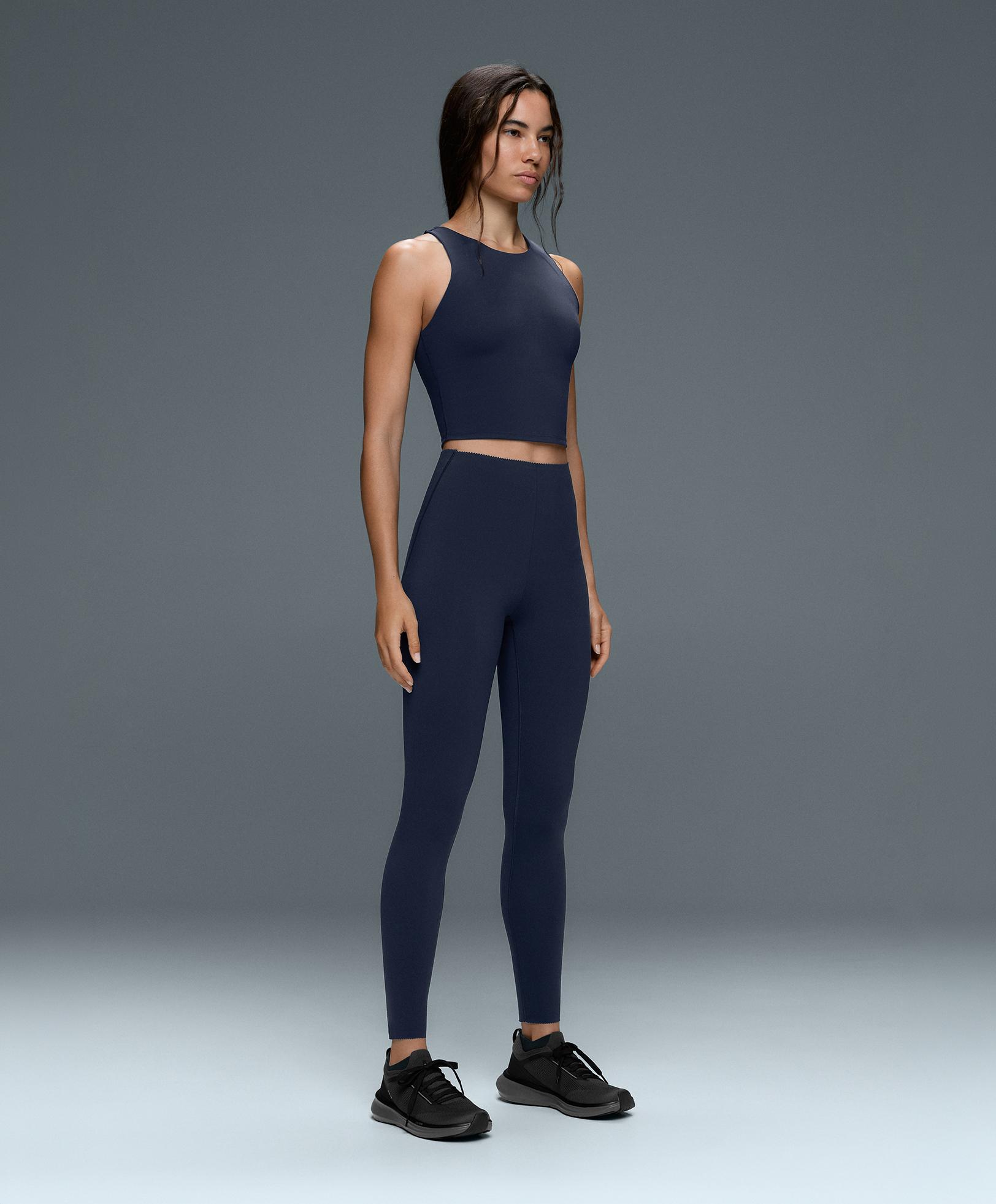Compressive high-rise core-control ankle-length leggings — NAVY BLUE