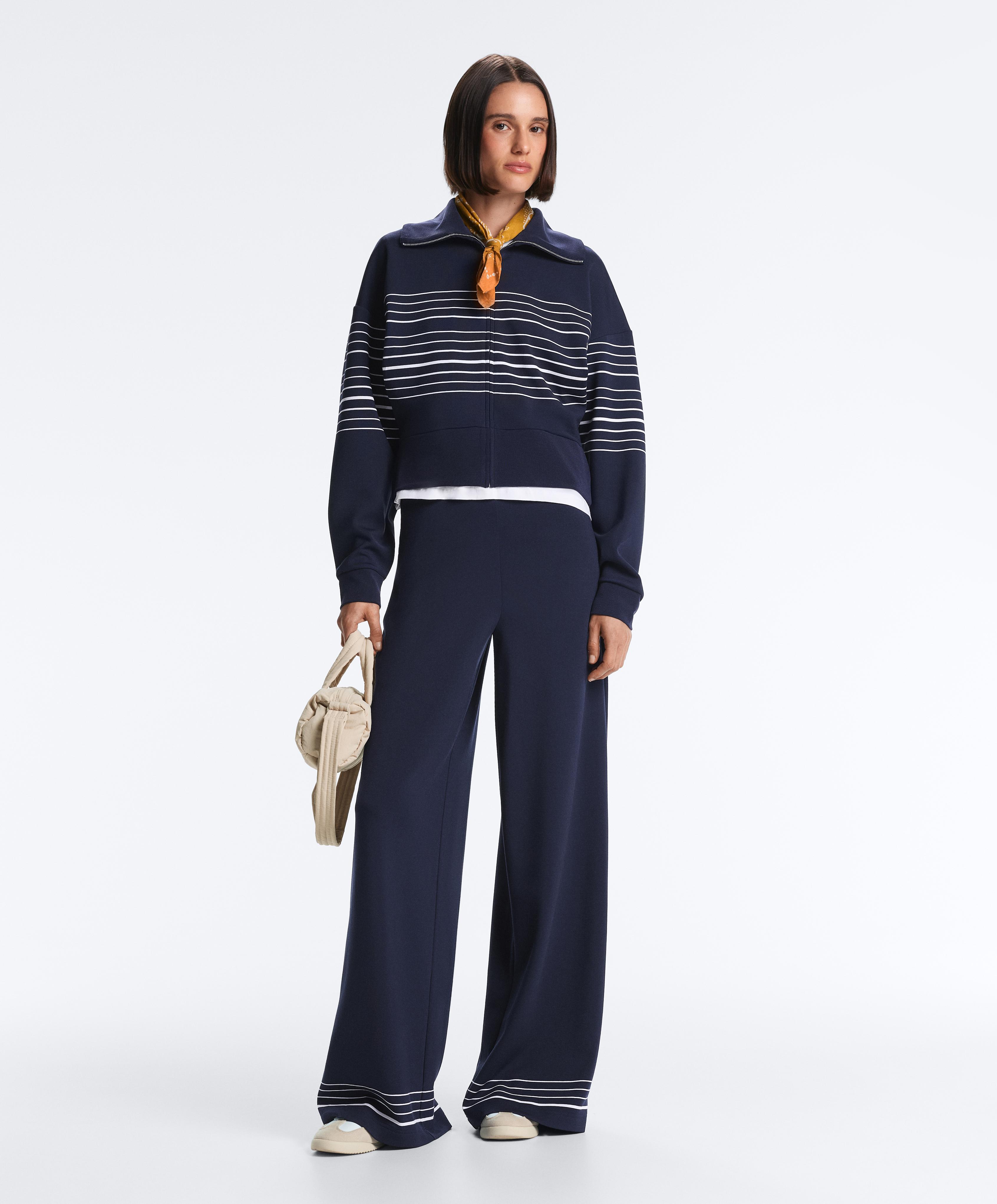 Soft-touch modal trousers with sailor stripe detail