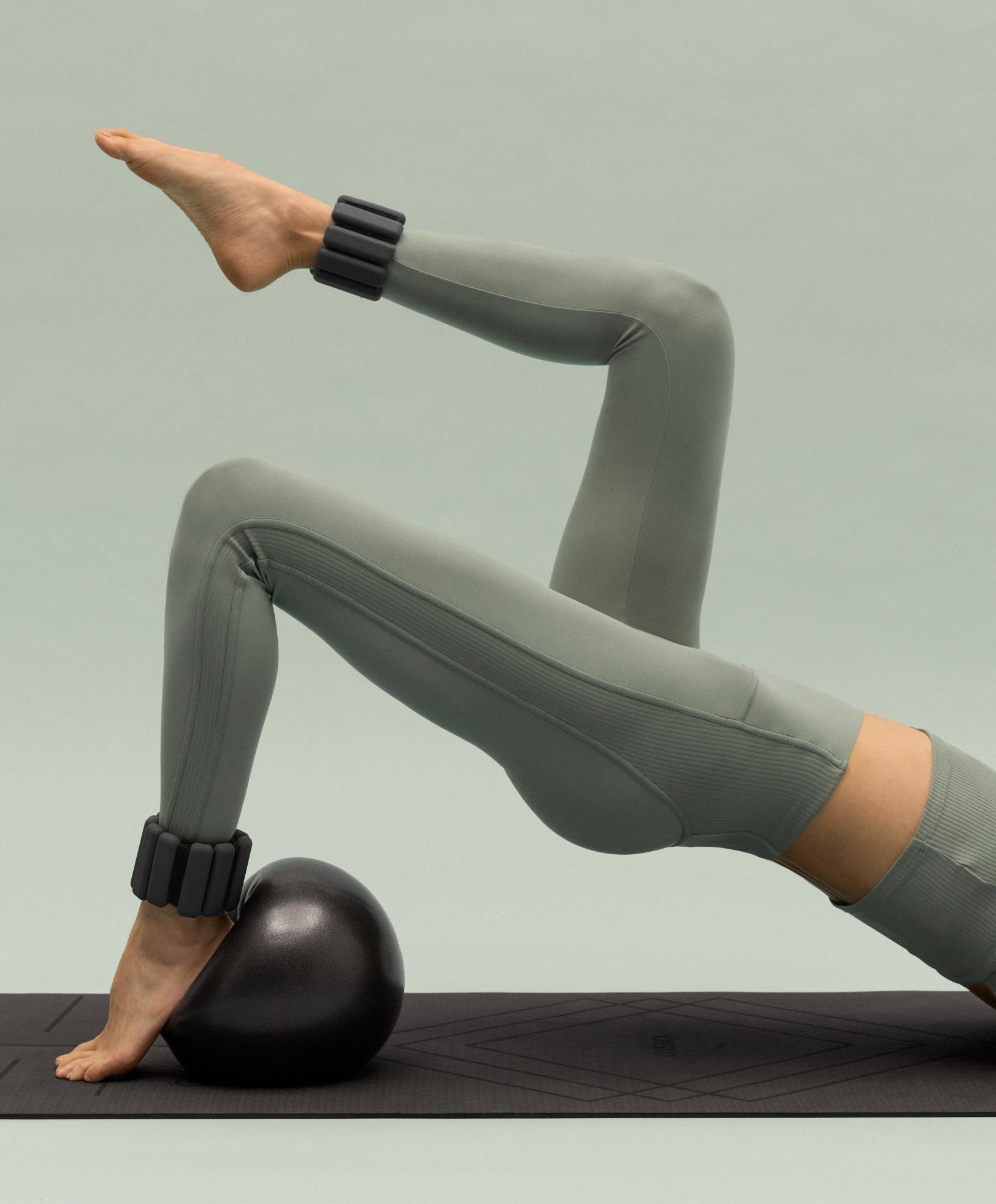 Comfortlux high rise rib ankle-length leggings — KHAKI-GREY