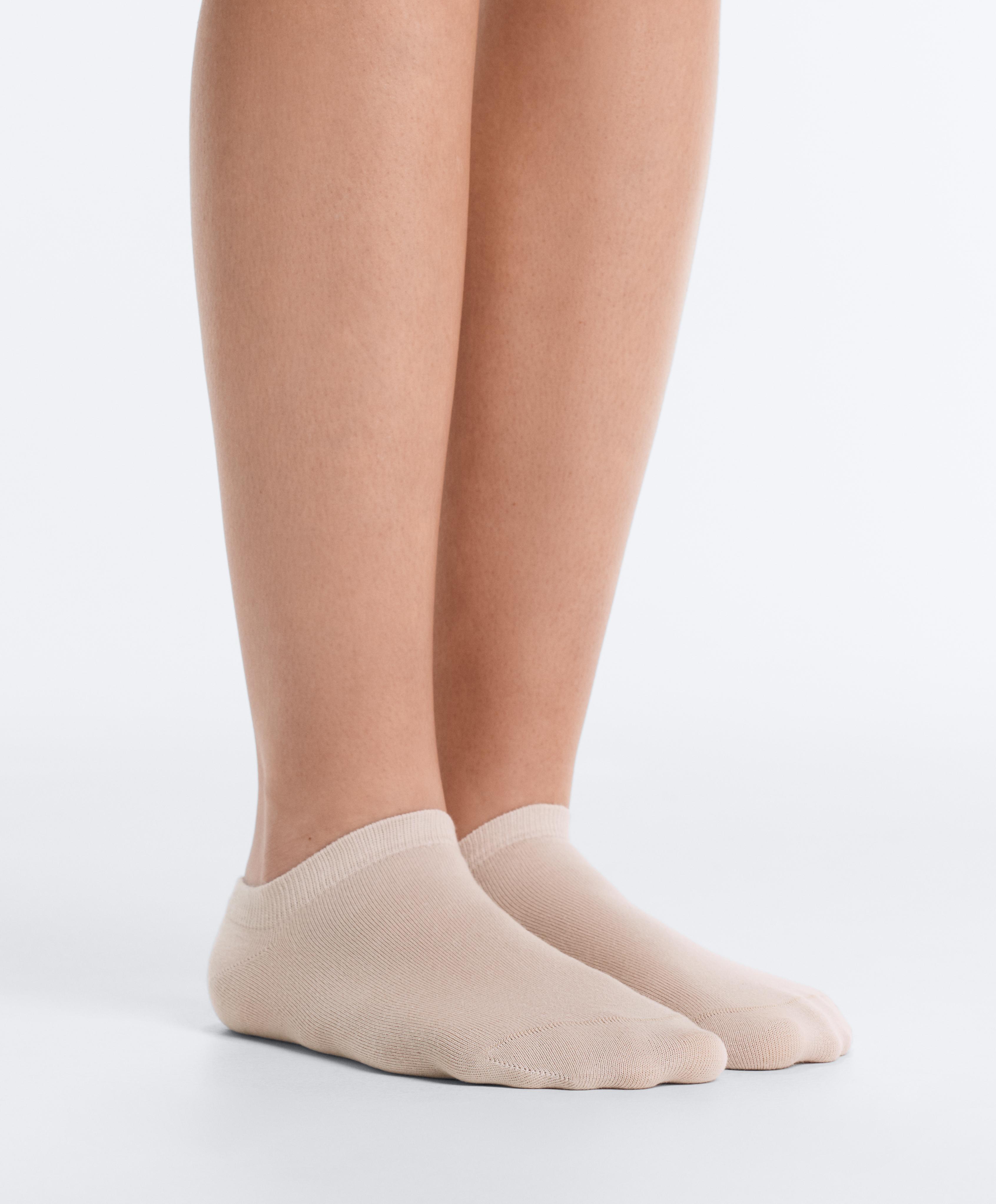 5 pairs of cotton blend sneaker socks — GREEN BEIGE