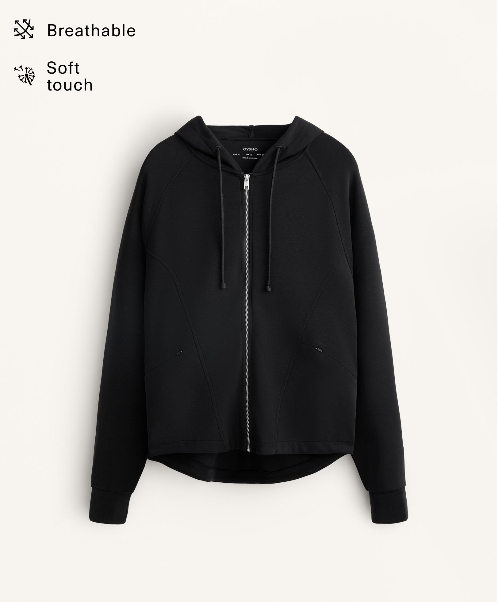 Knit hooded jacket with modal