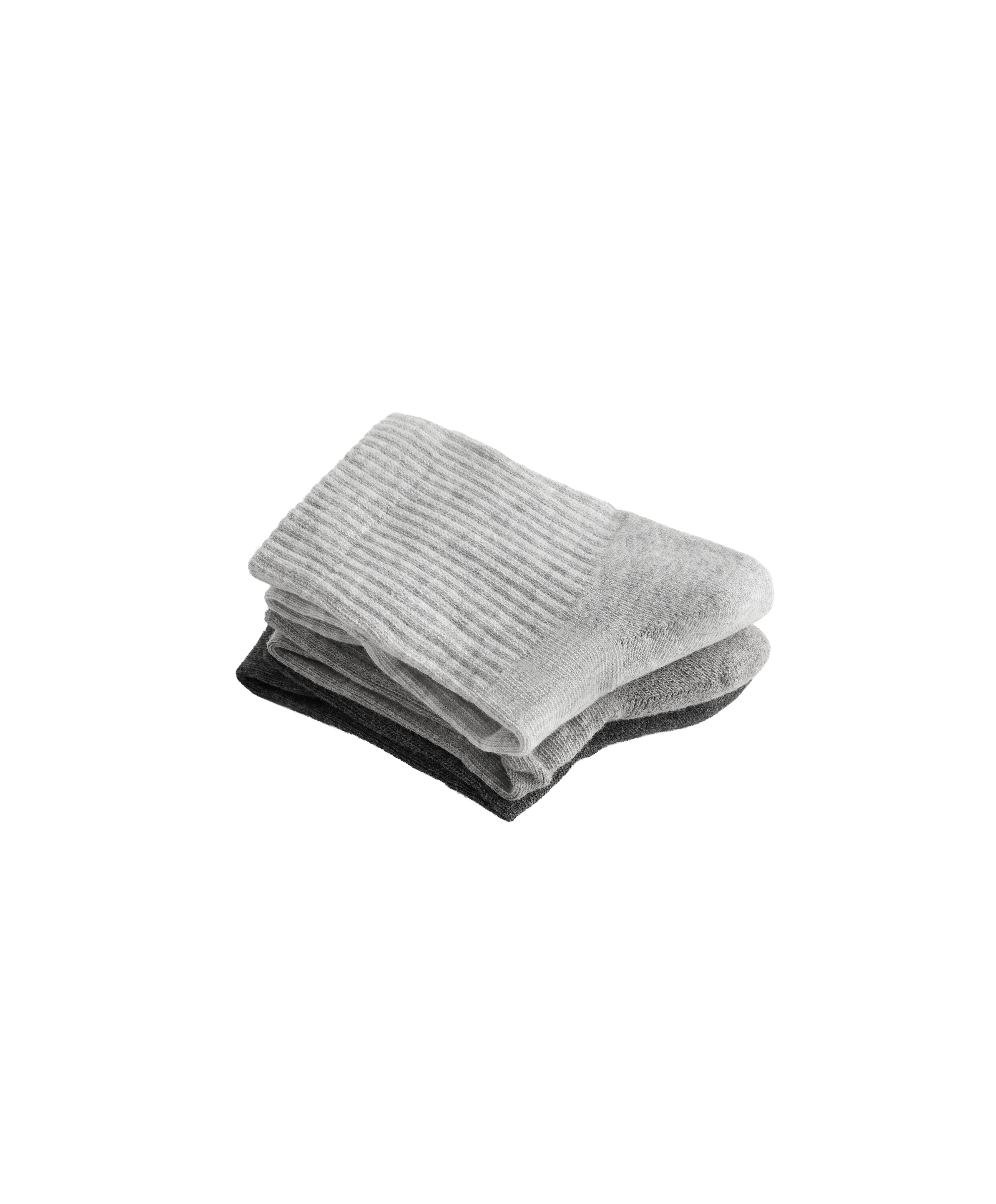 3 pairs of cotton blend quarter sports socks — PALE GREY MELANGE