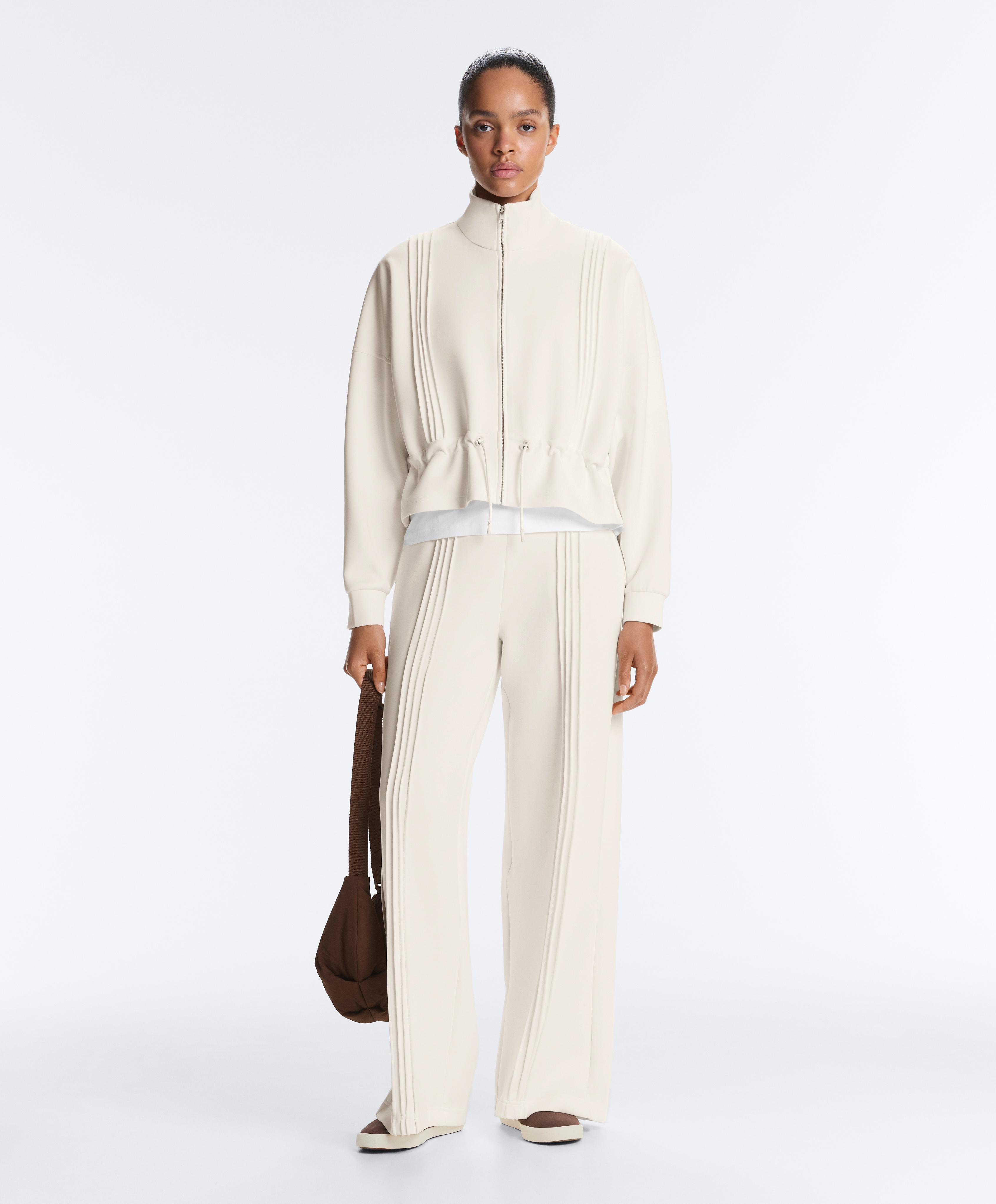Soft-touch modal jacket with rib trim — PALE ECRU