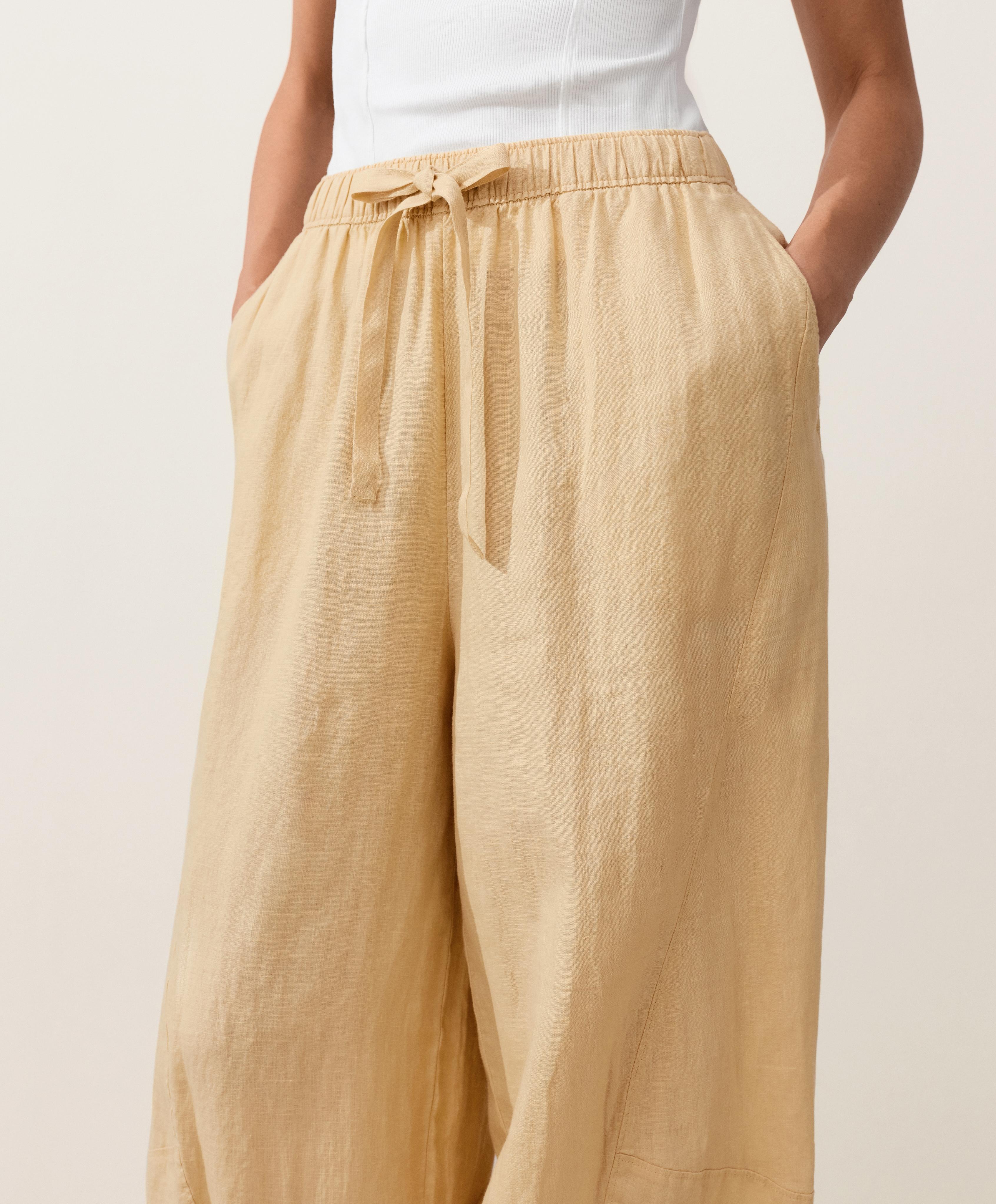 100% linen balloon trousers — WASHED YELLOW