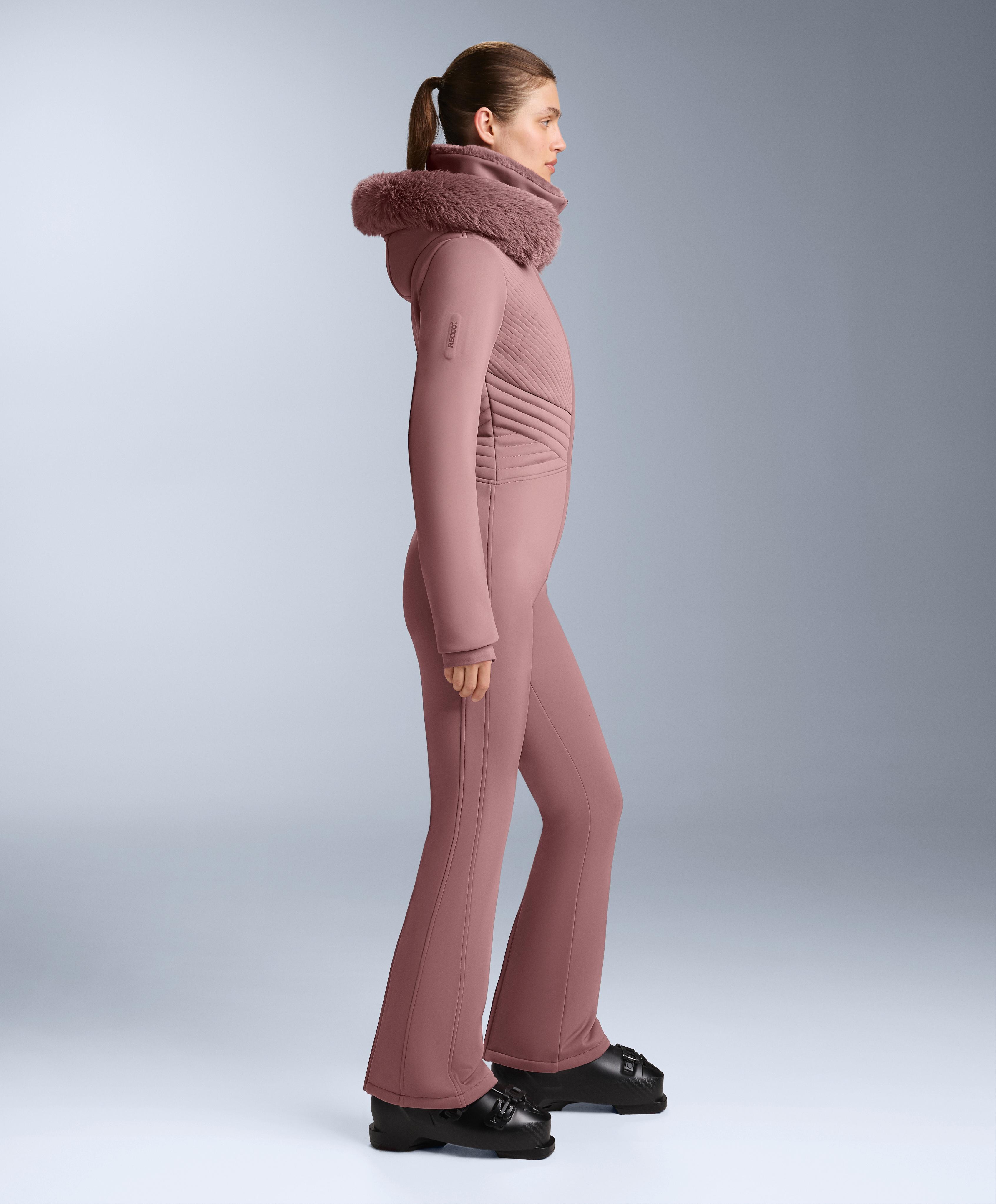 Water-resistant fitted stretch SKI jumpsuit — PINK-MAUVE