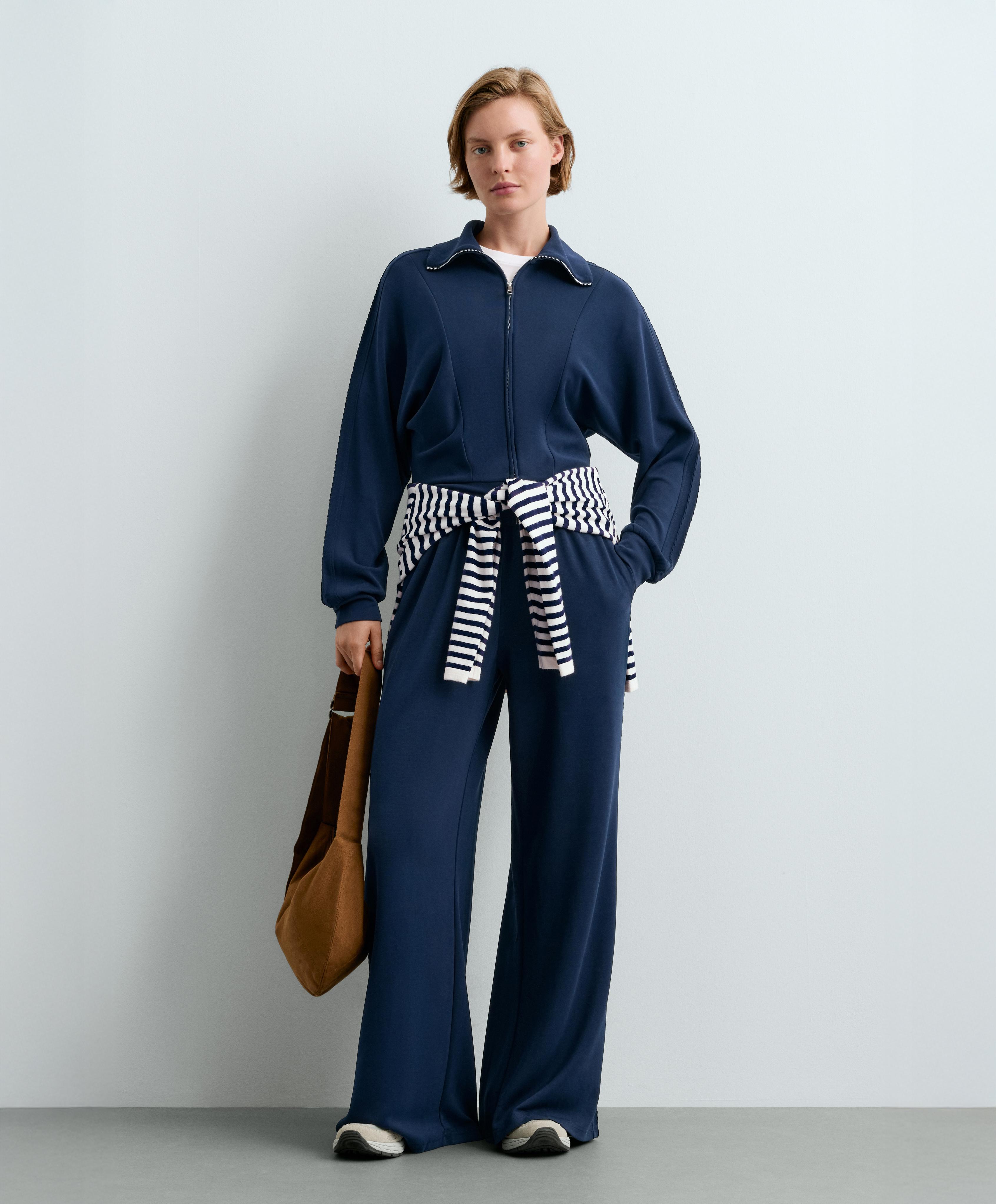 Soft-touch modal bomber jacket — NAVY BLUE
