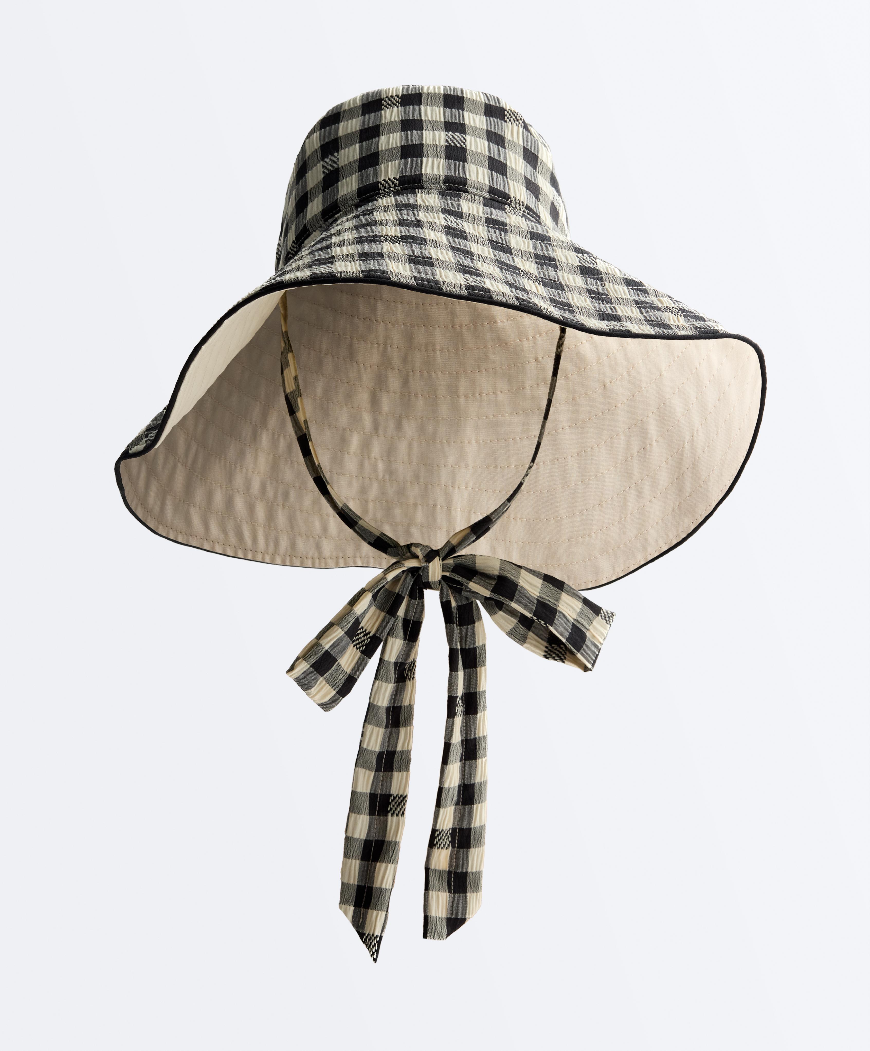 Reversible check bucket hat — BLACK