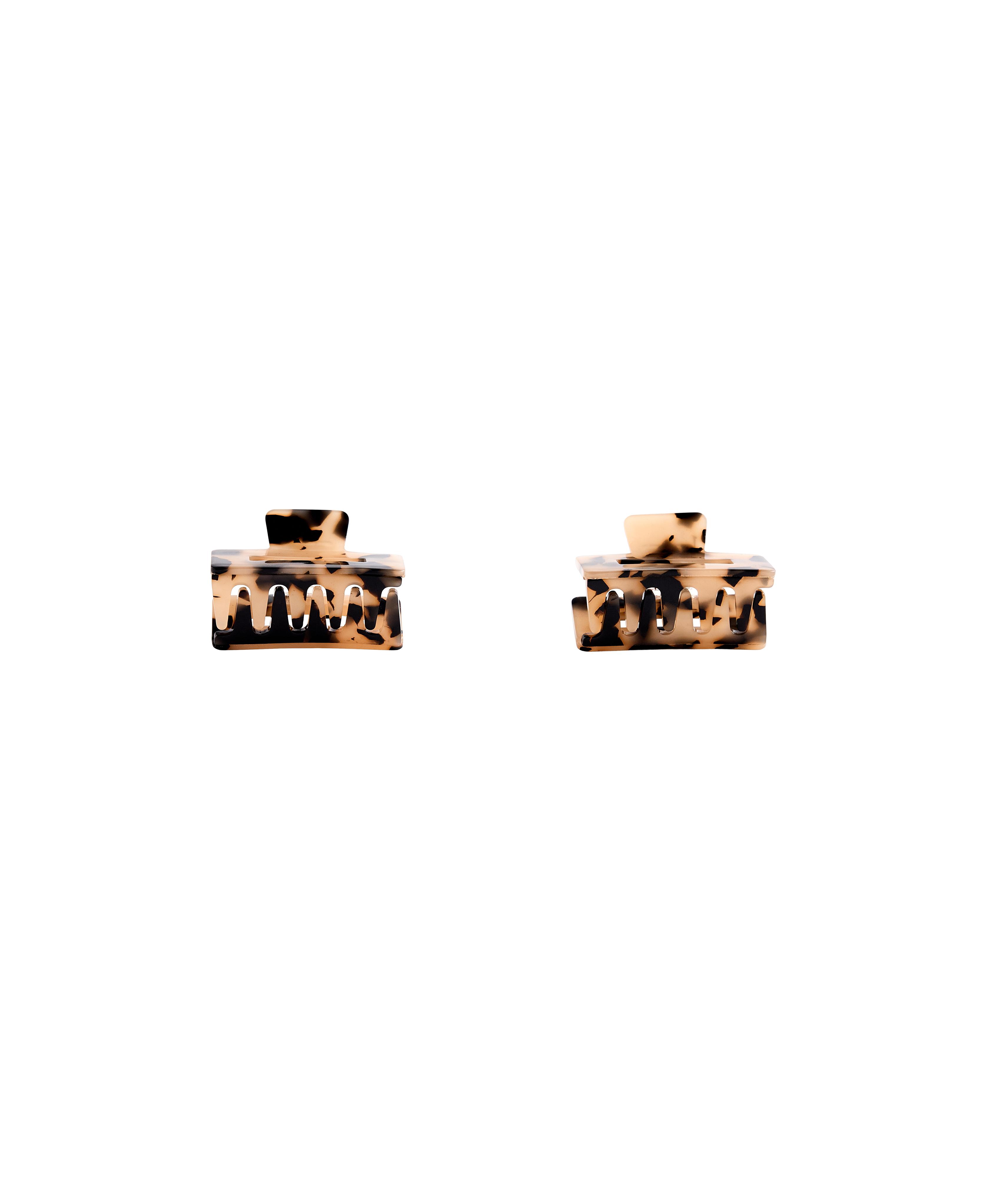 2 tortoiseshell square hair clips — BLACK