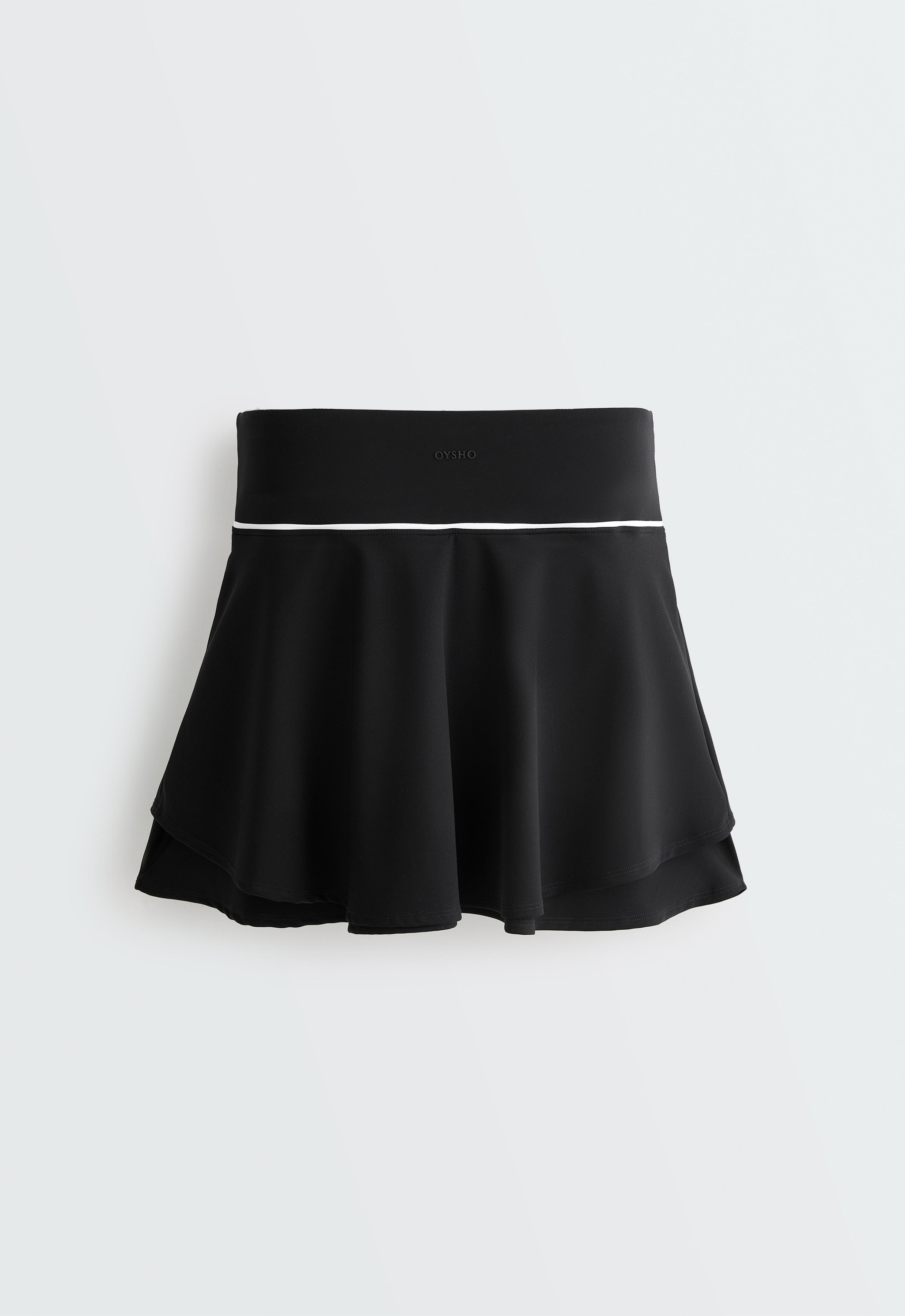 Double layer high rise short skirt — BLACK