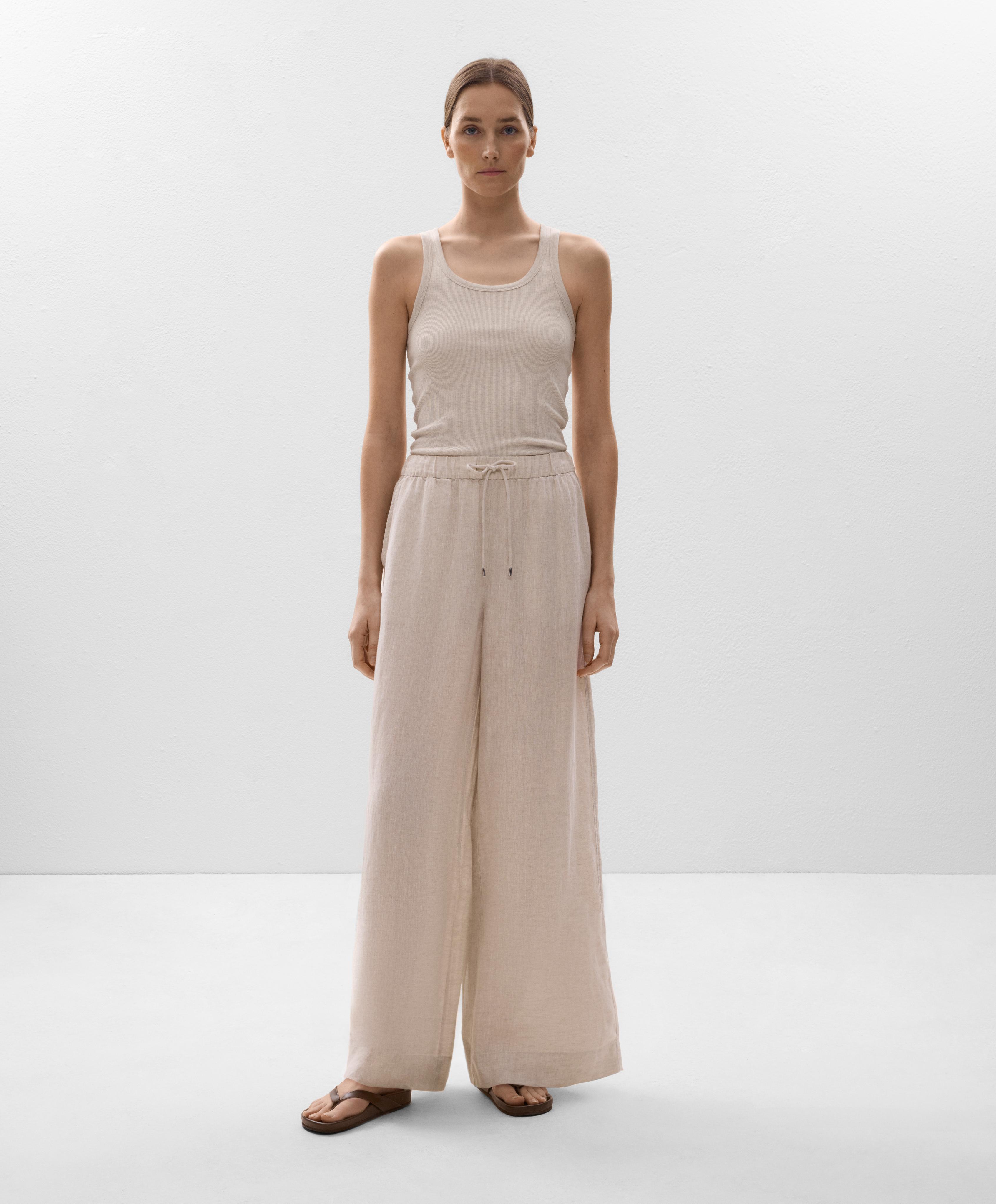 Wide Leg Straight 100% Linen Trousers Wide Leg Straight 100% Linen Trousers