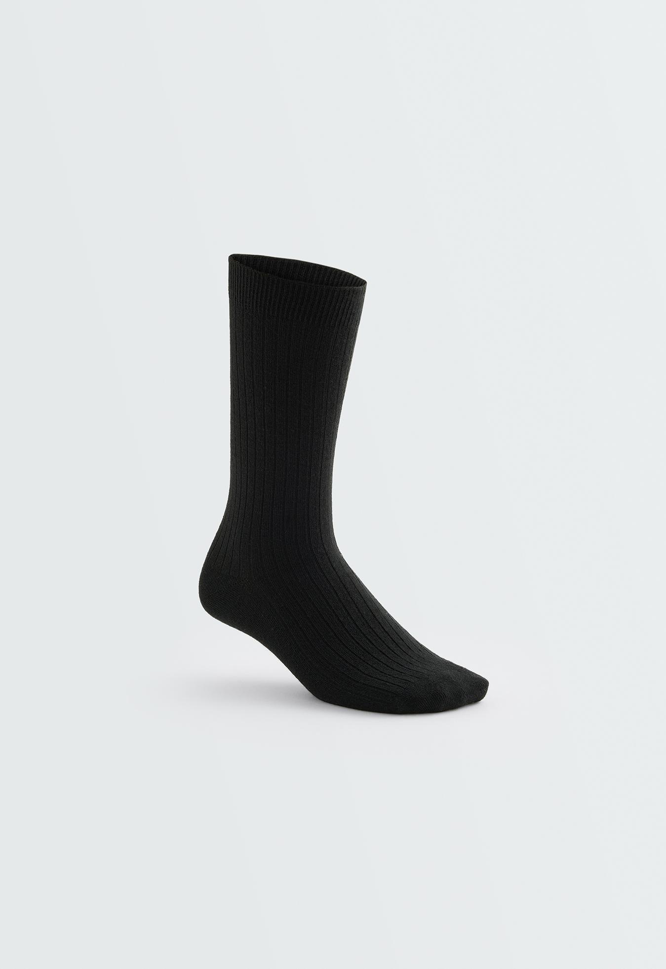 Ribbed modal blend socks with 15% cashmere — BLACK