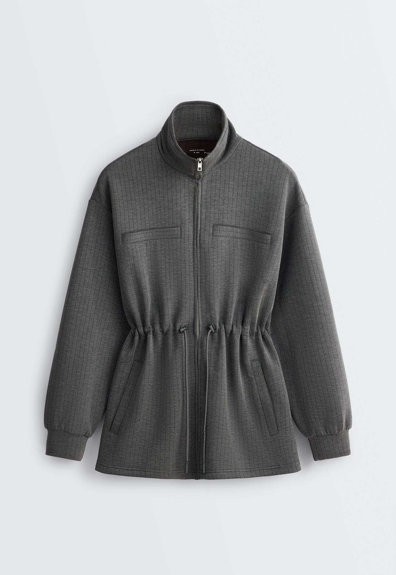 Long jacket with modal pinstripe print — ASPHALT GREY